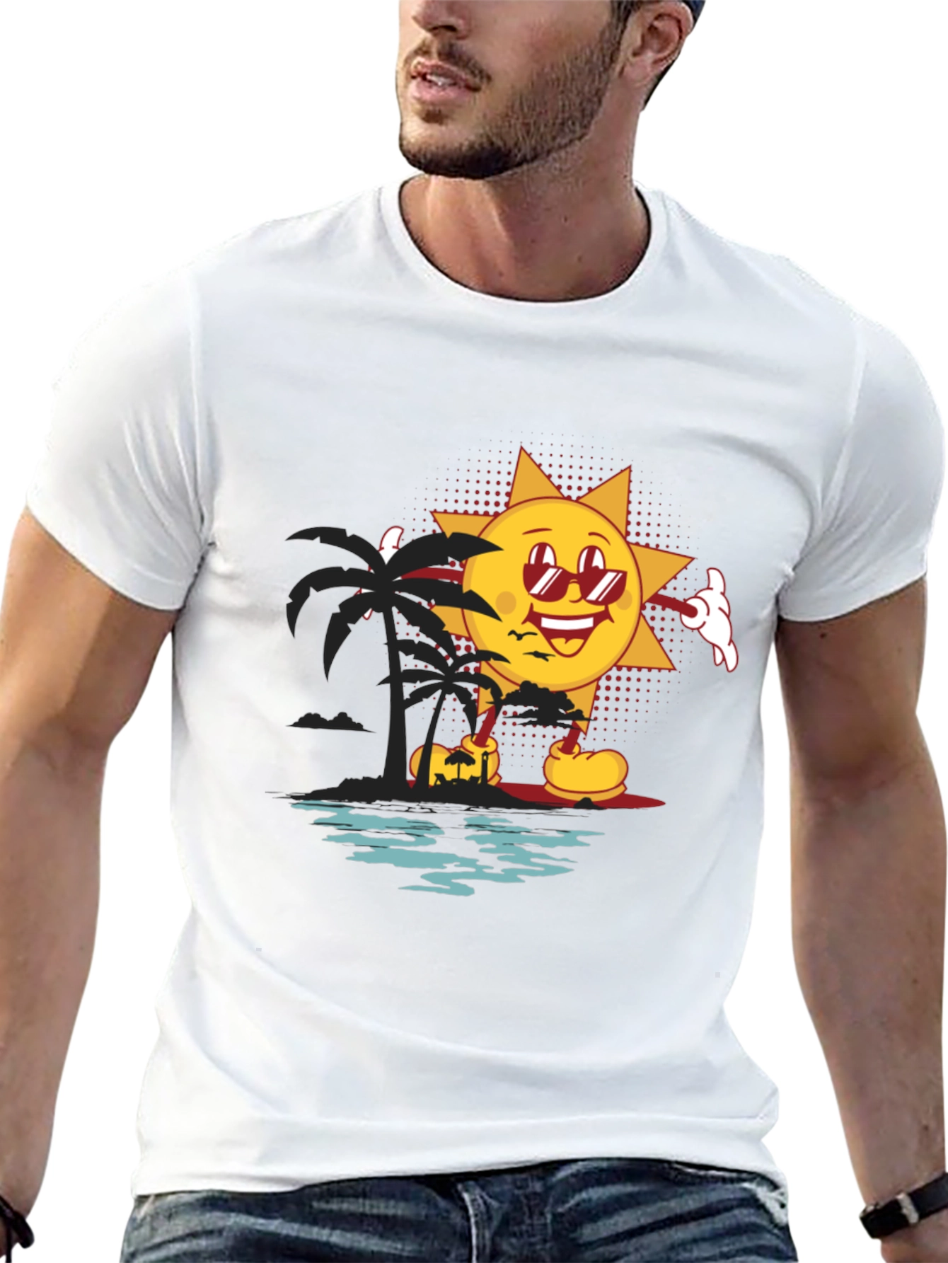 Retro Sun Graphic Black T-Shirt