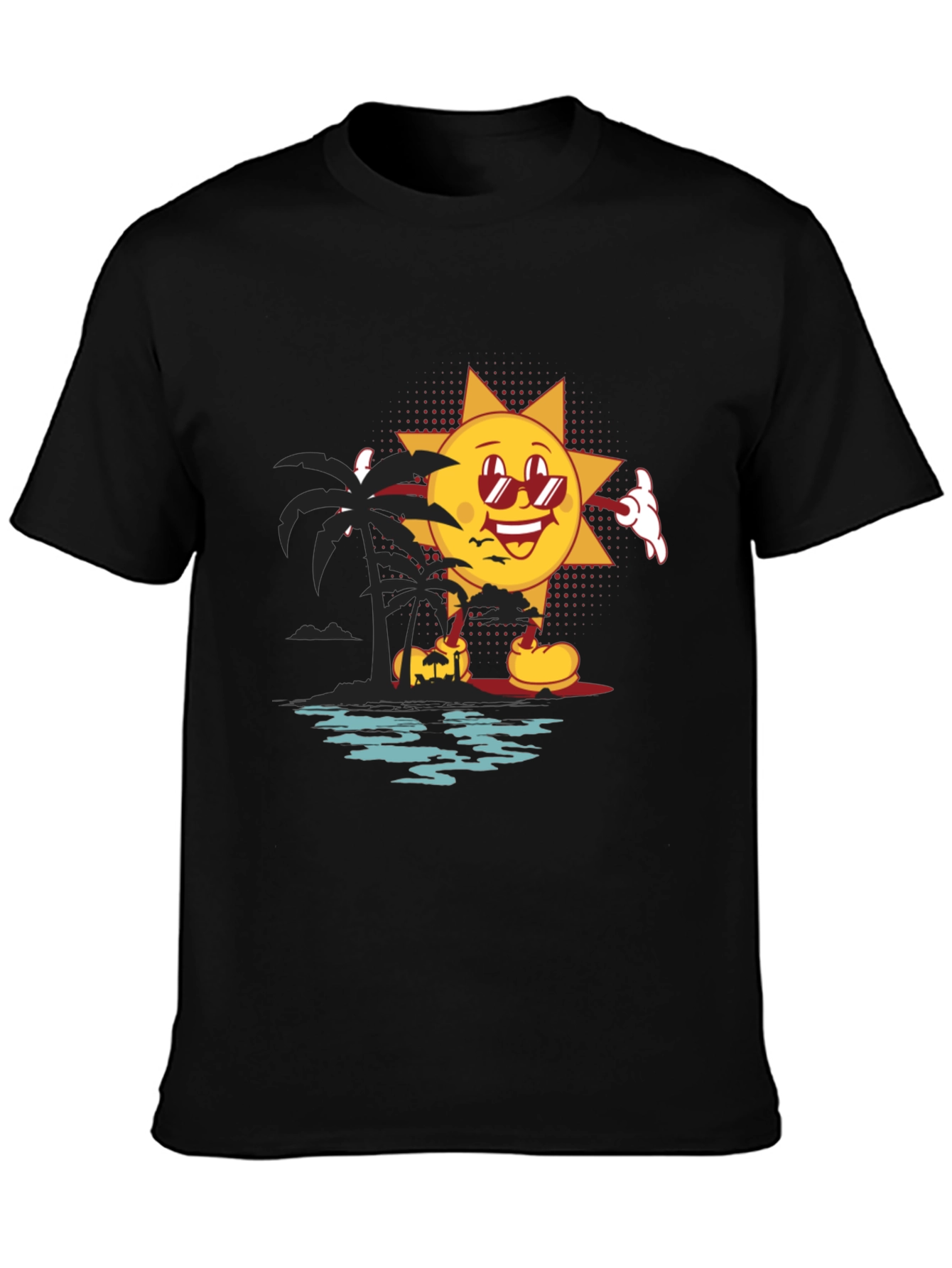 Retro Sun Graphic Black T-Shirt