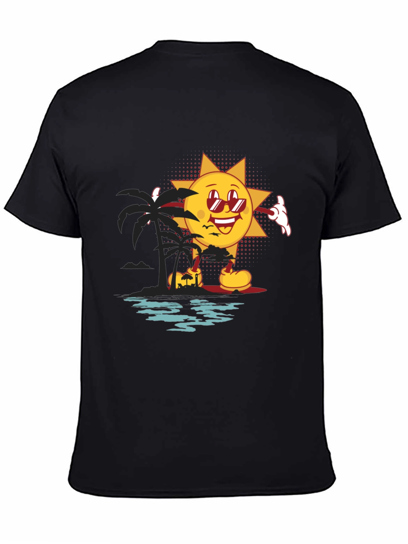 Retro Sun Graphic Black T-Shirt