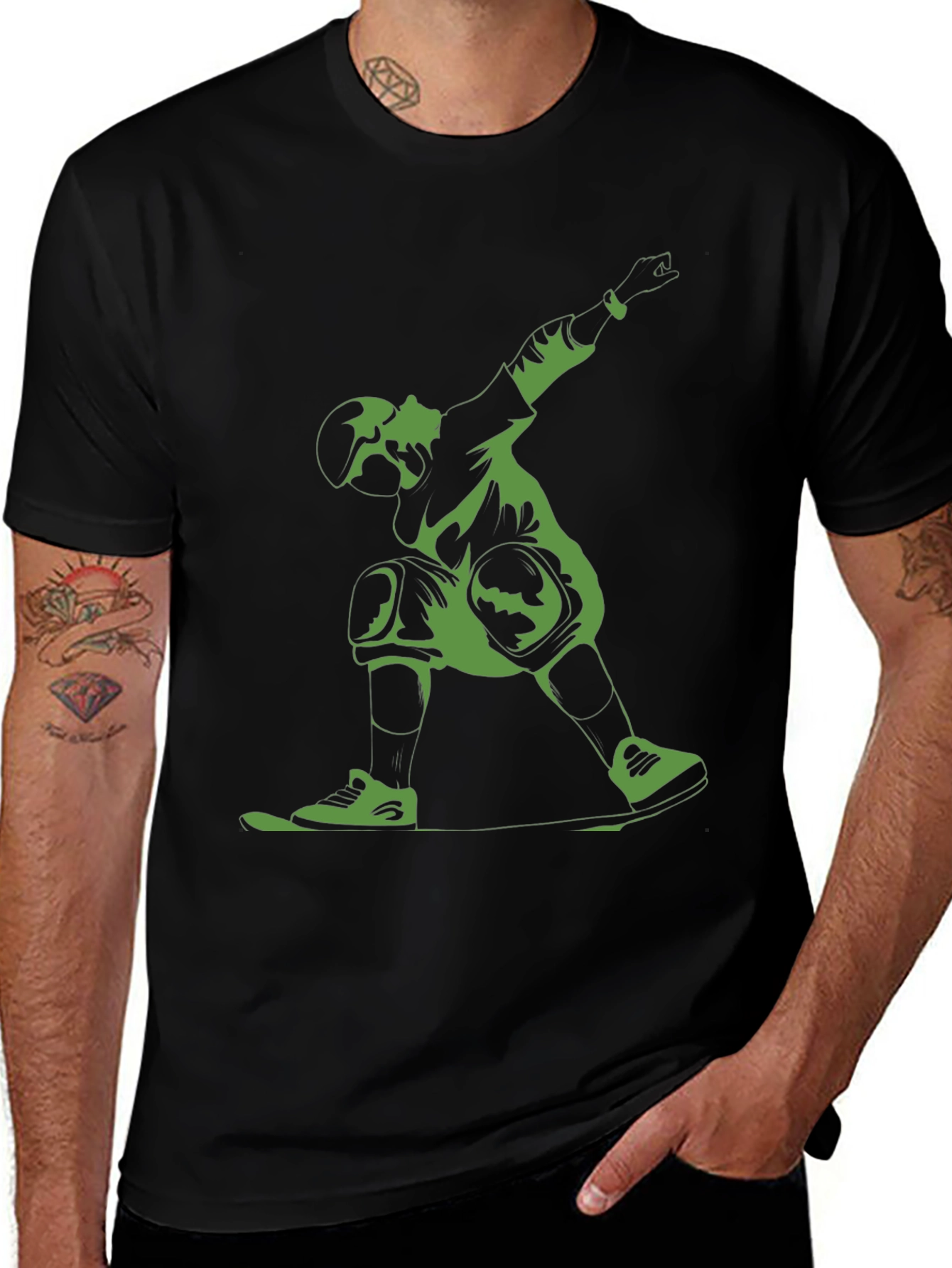 Skateboarder Graphic Tee - Black Cotton Blend
