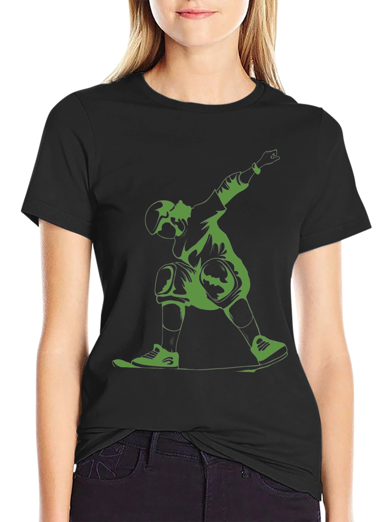Skateboarder Graphic Tee - Black Cotton Blend