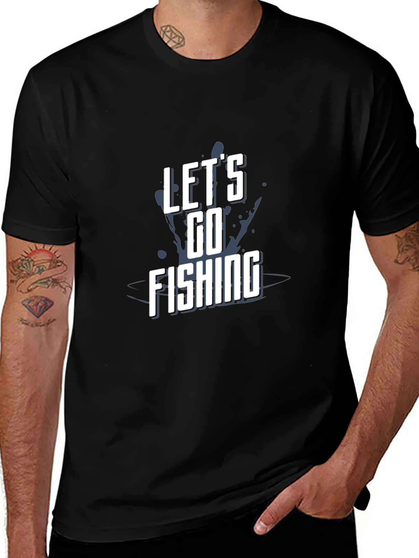 Lets Go Fishing Graphic Tee - Black