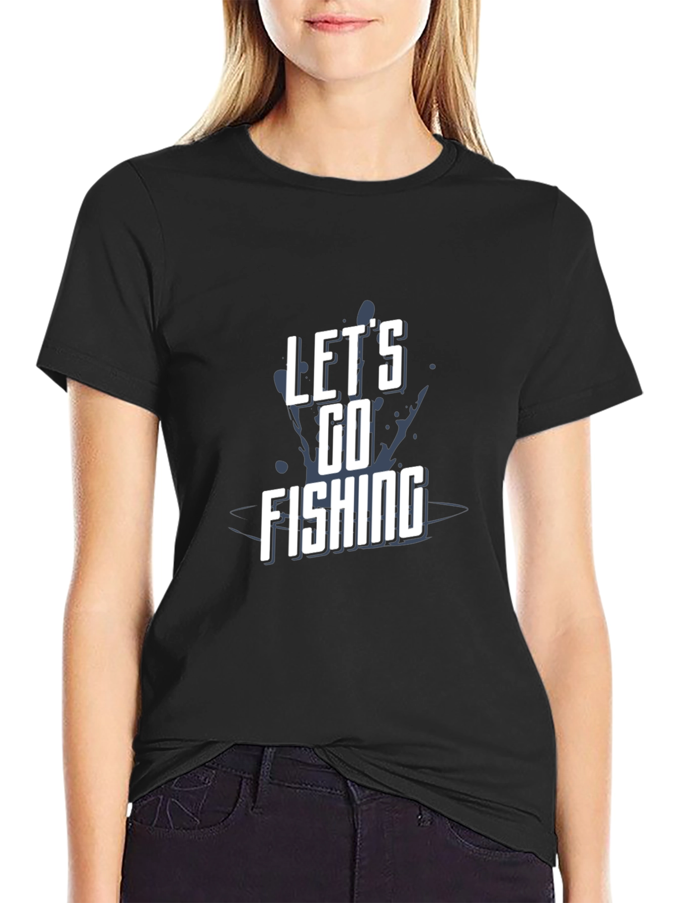 Lets Go Fishing Graphic Tee - Black