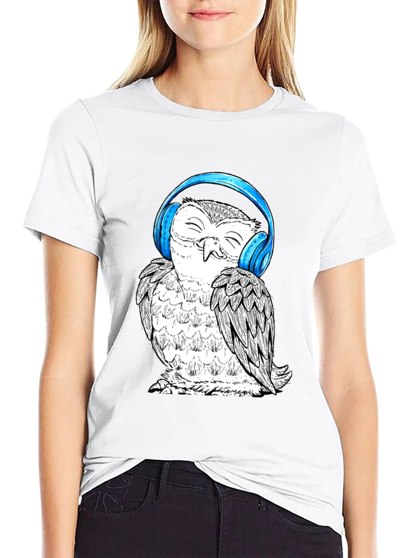 Owl with Headphones Graphic T-Shirt