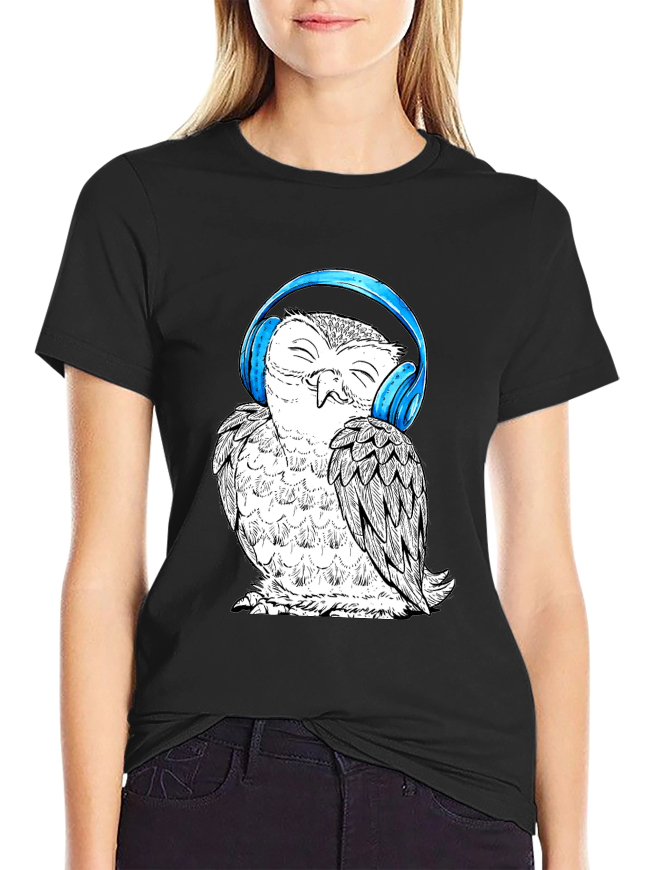 Owl with Headphones Graphic T-Shirt