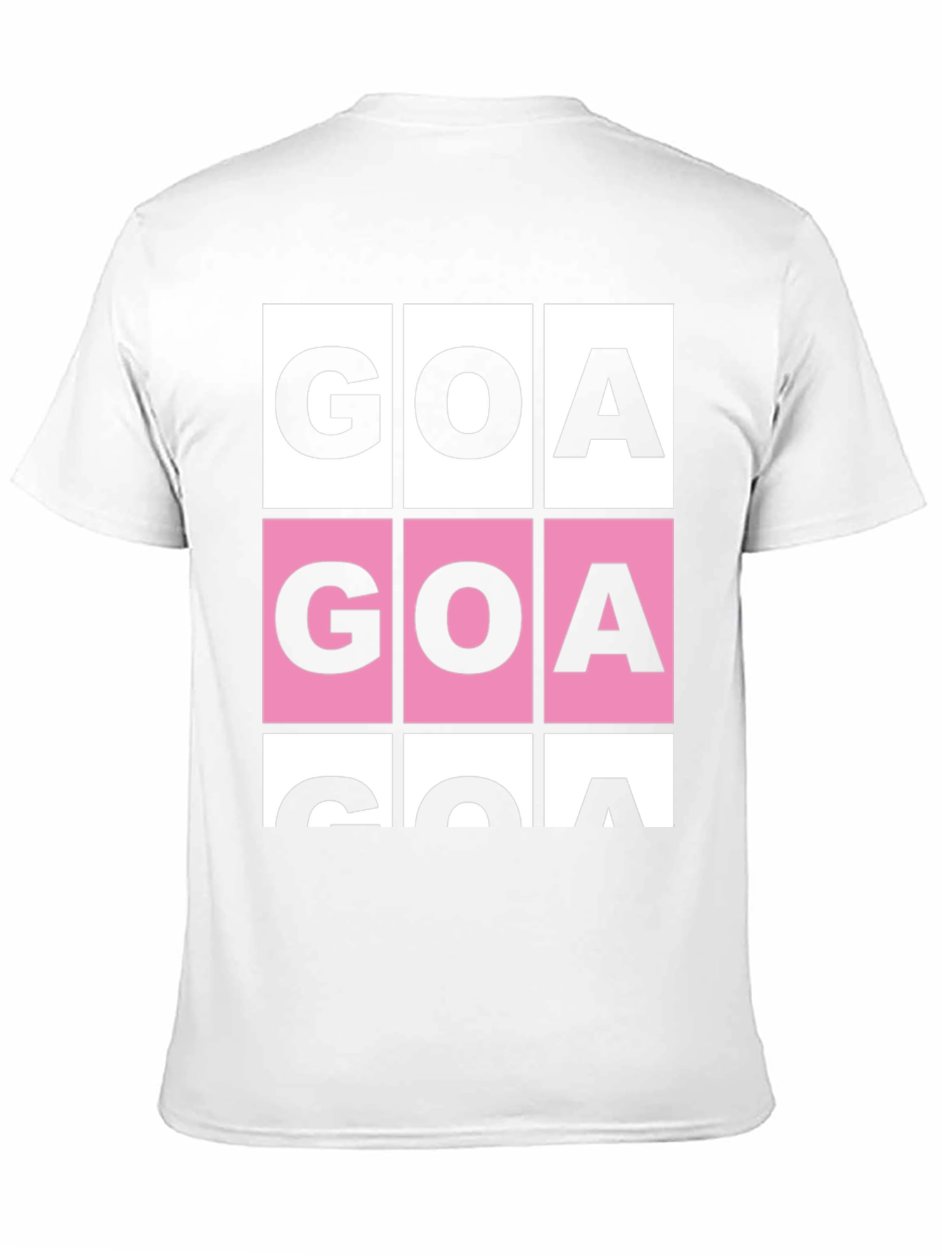 GOA Graphic T-Shirt - Pink & White Block Print