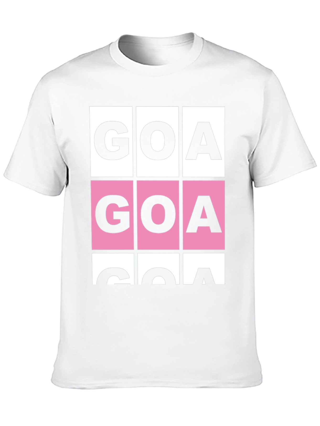 GOA Graphic T-Shirt - Pink & White Block Print