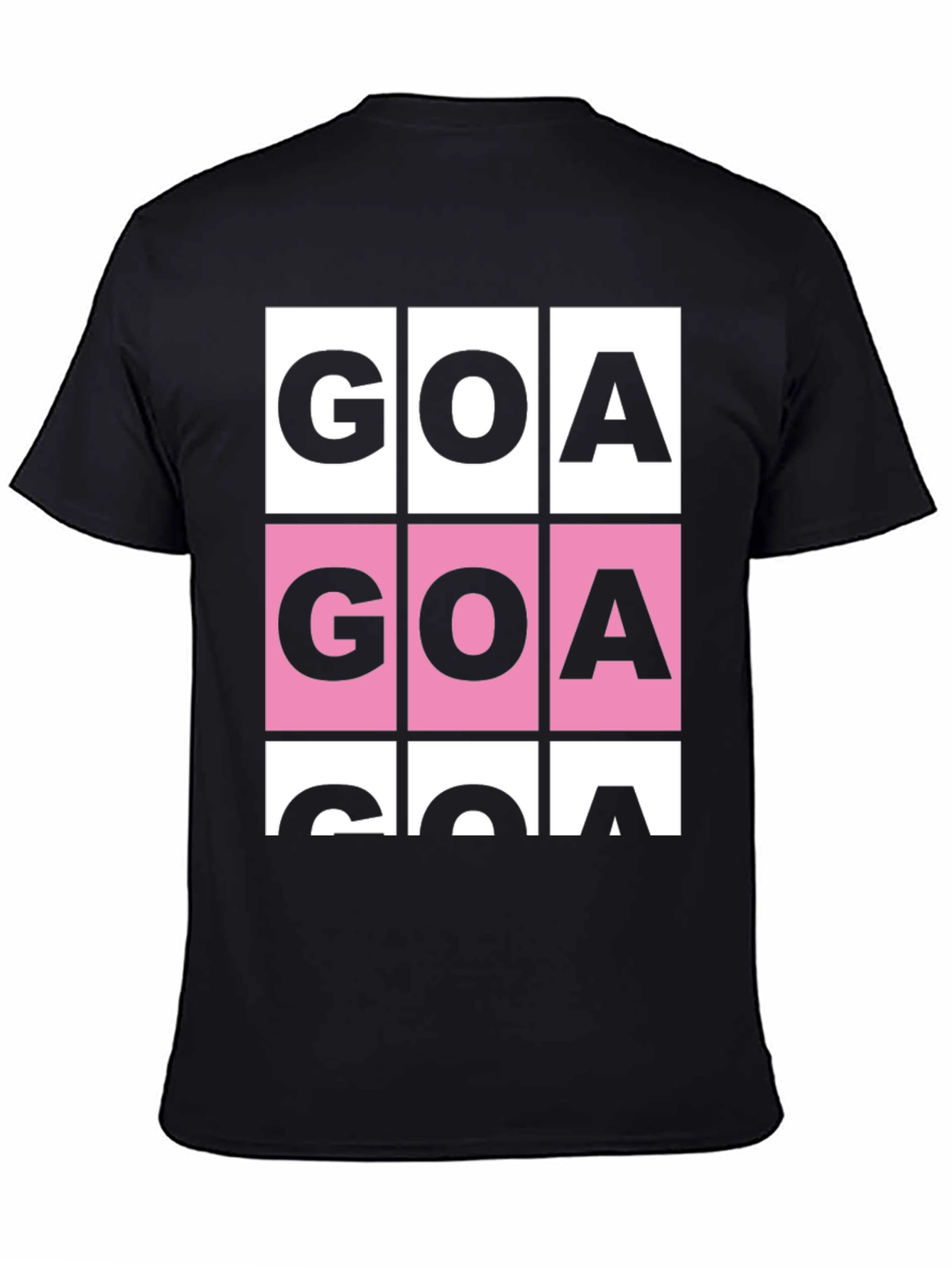 GOA Graphic T-Shirt - Pink & White Block Print