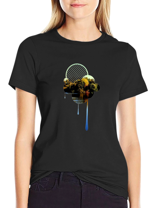 Abstract Cloud Graphic Black T-Shirt