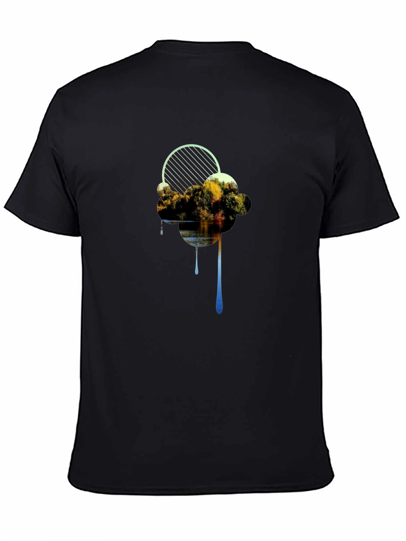 Abstract Cloud Graphic Black T-Shirt