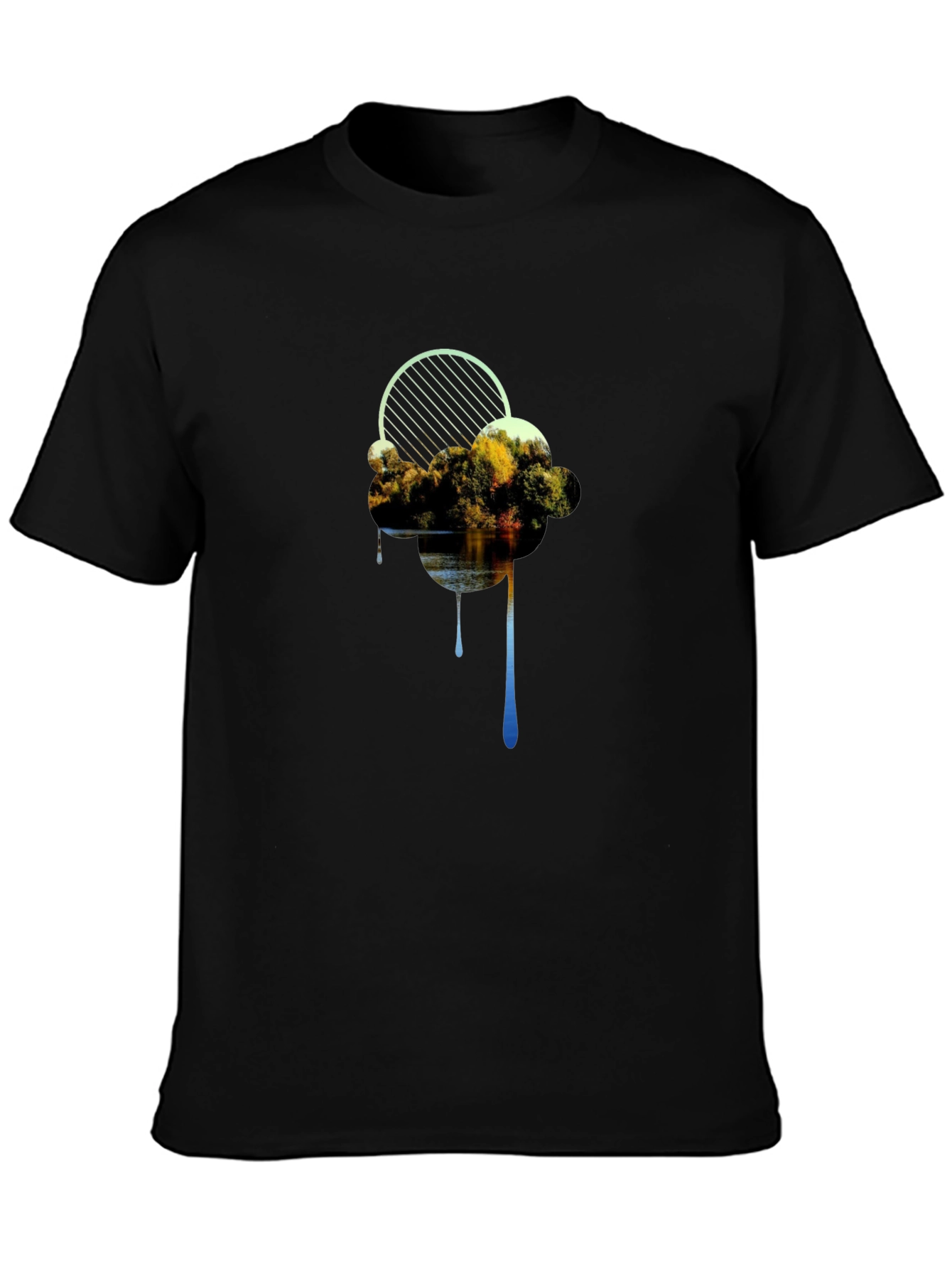 Abstract Cloud Graphic Black T-Shirt