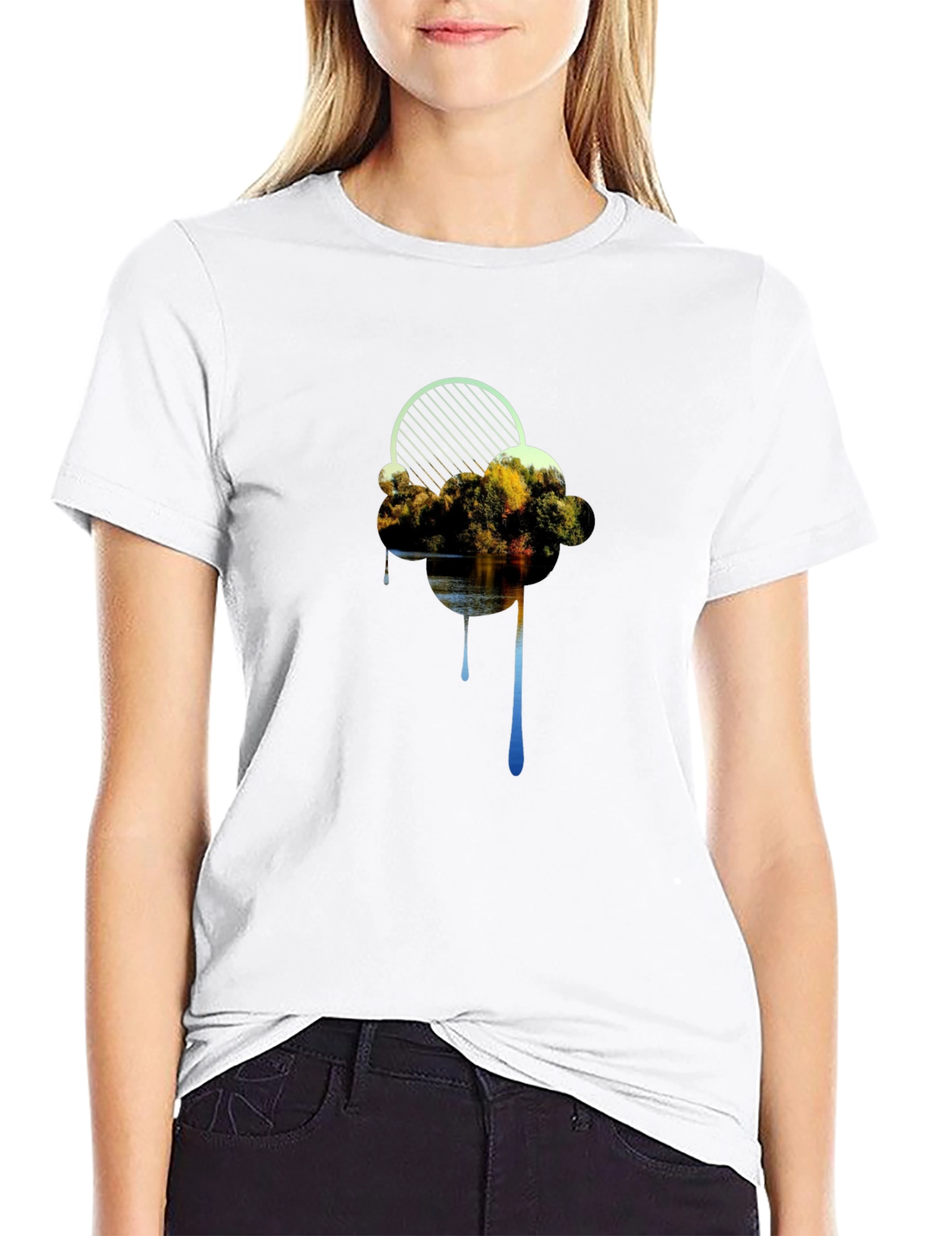 Abstract Cloud Graphic Black T-Shirt