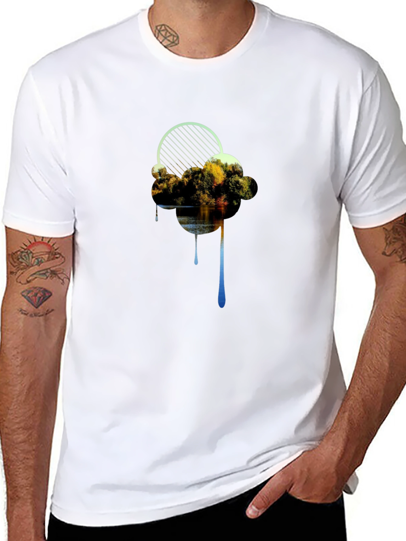 Abstract Cloud Graphic Black T-Shirt