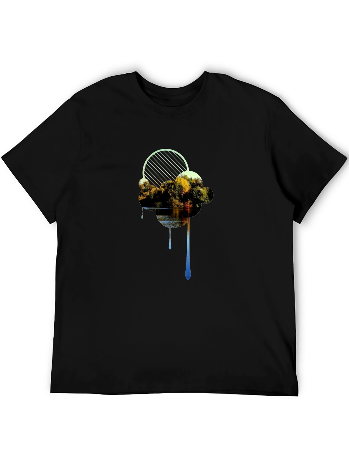 Abstract Cloud Graphic Black T-Shirt