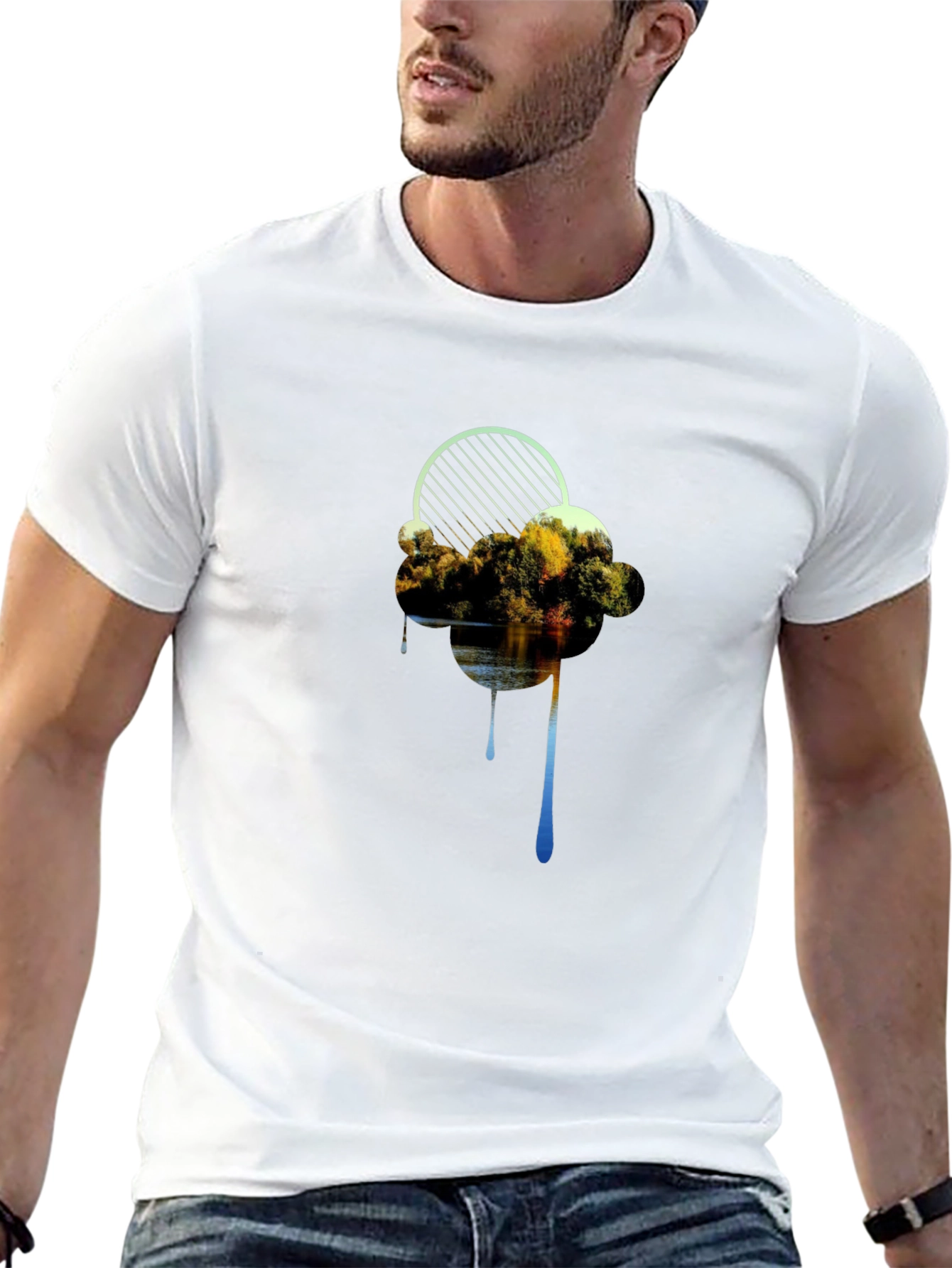 Abstract Cloud Graphic Black T-Shirt