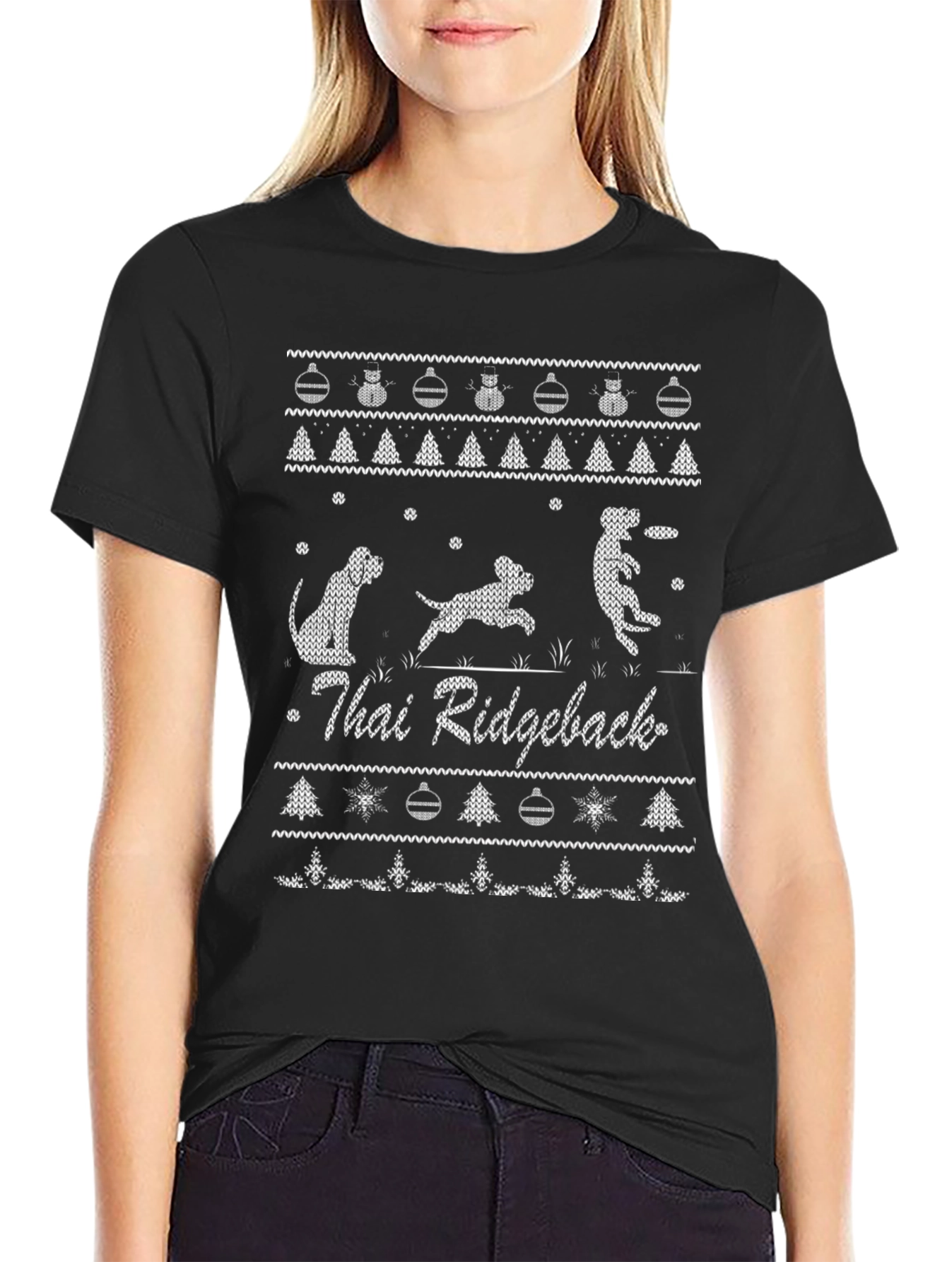 Thai Ridgeback Christmas Sweater Pattern T-Shirt