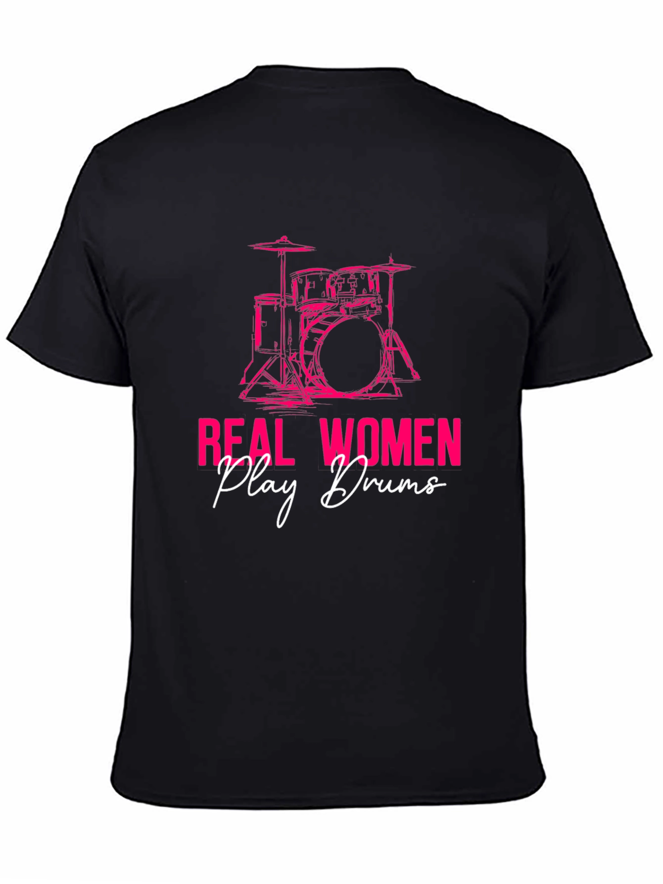 Real Women Play Drums Black T-Shirt