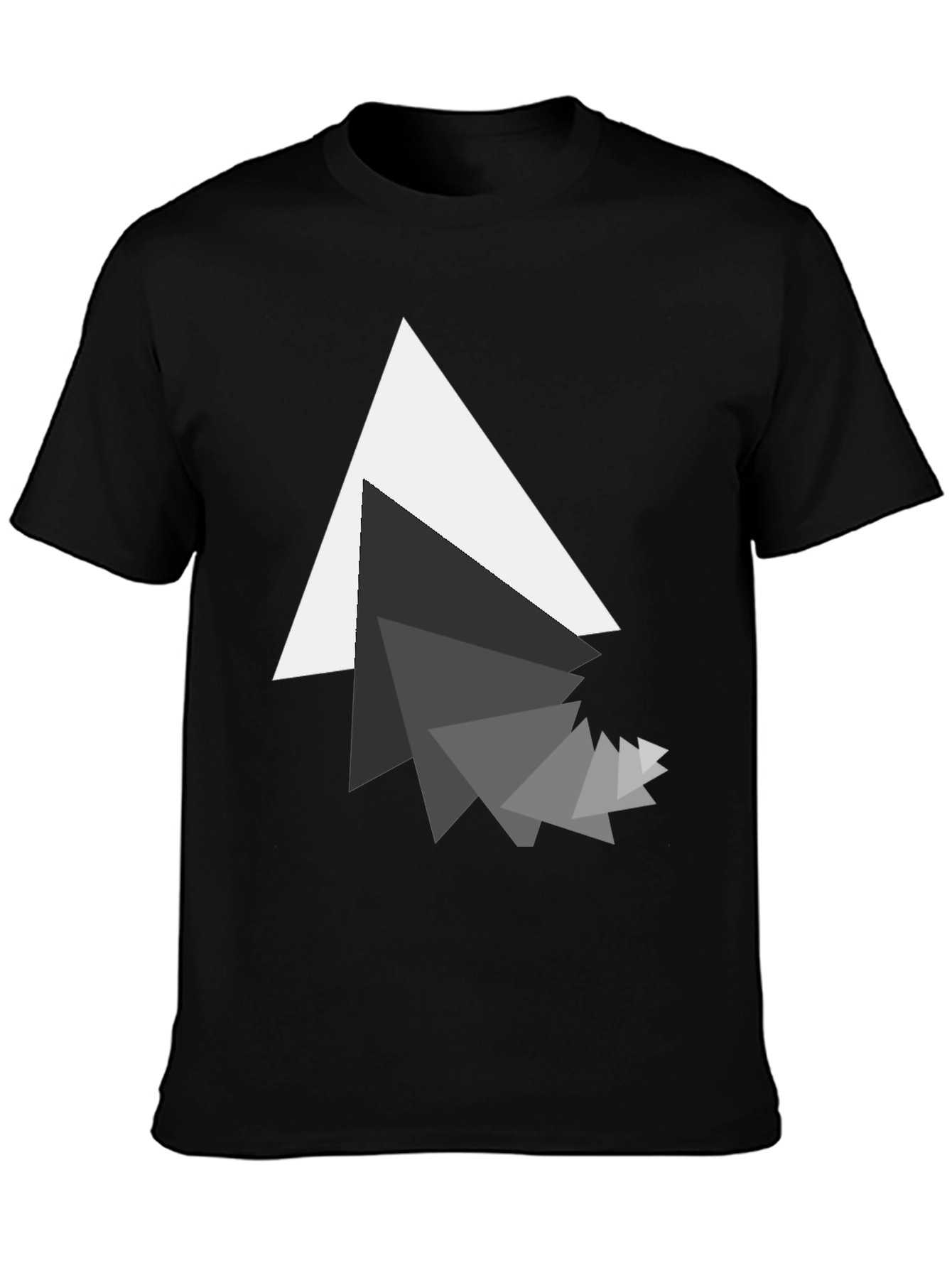 Modern Geometric Triangle Graphic Black T-Shirt