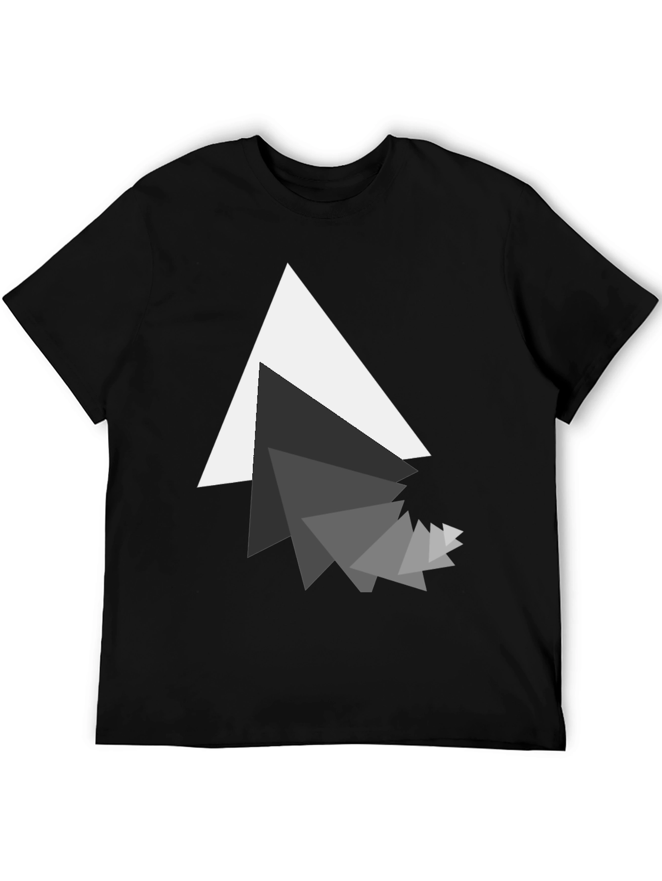 Modern Geometric Triangle Graphic Black T-Shirt