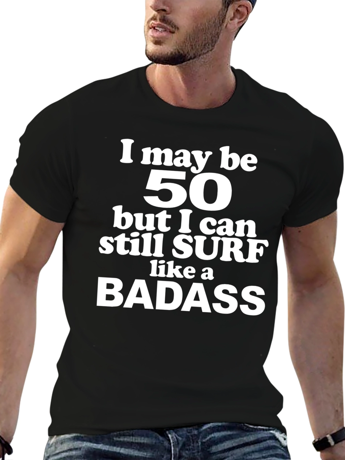 Funny 50th Birthday Surfing T-Shirt for Men