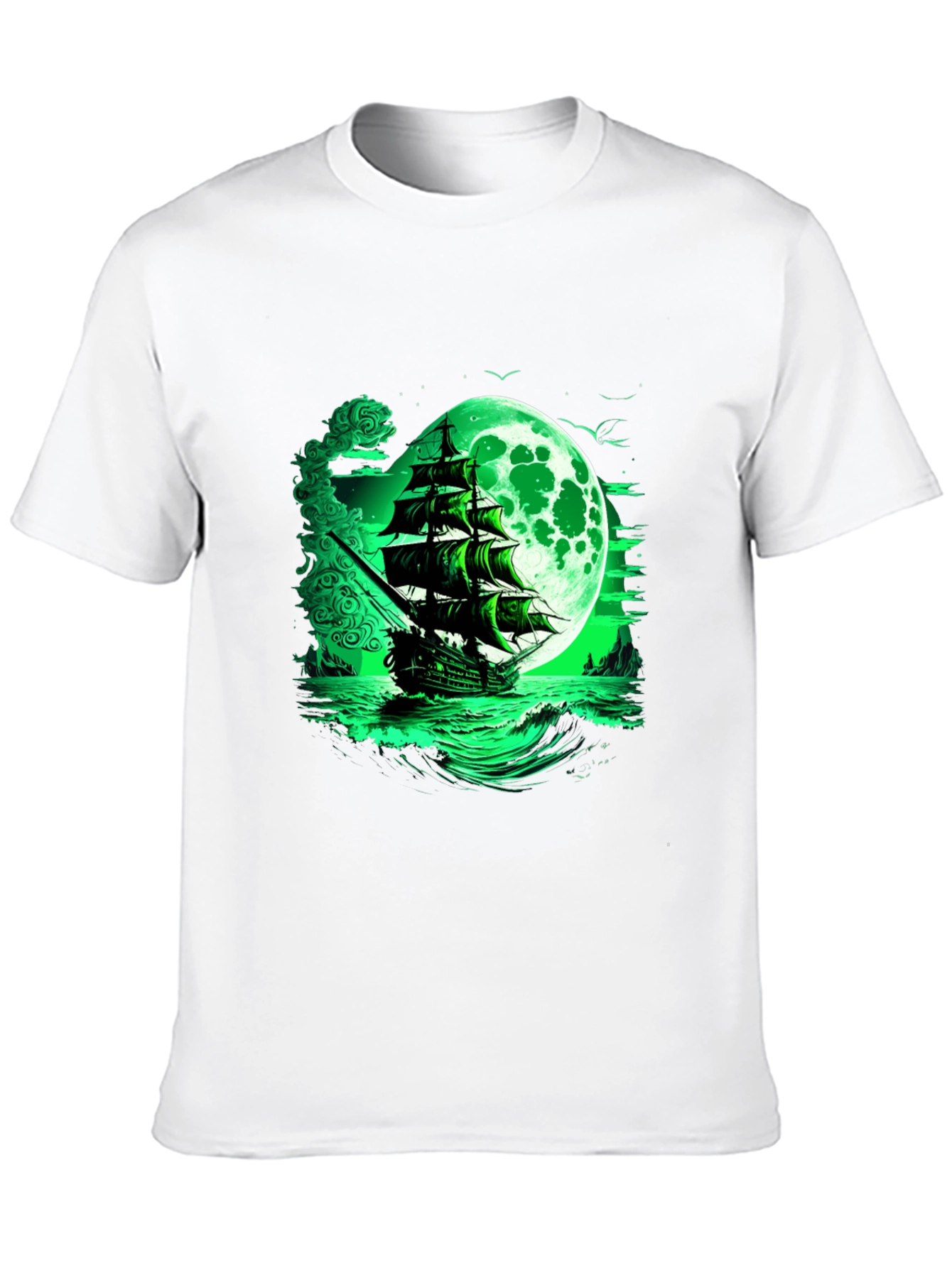 Mystic Moon Pirate Ship Graphic Tee - Black
