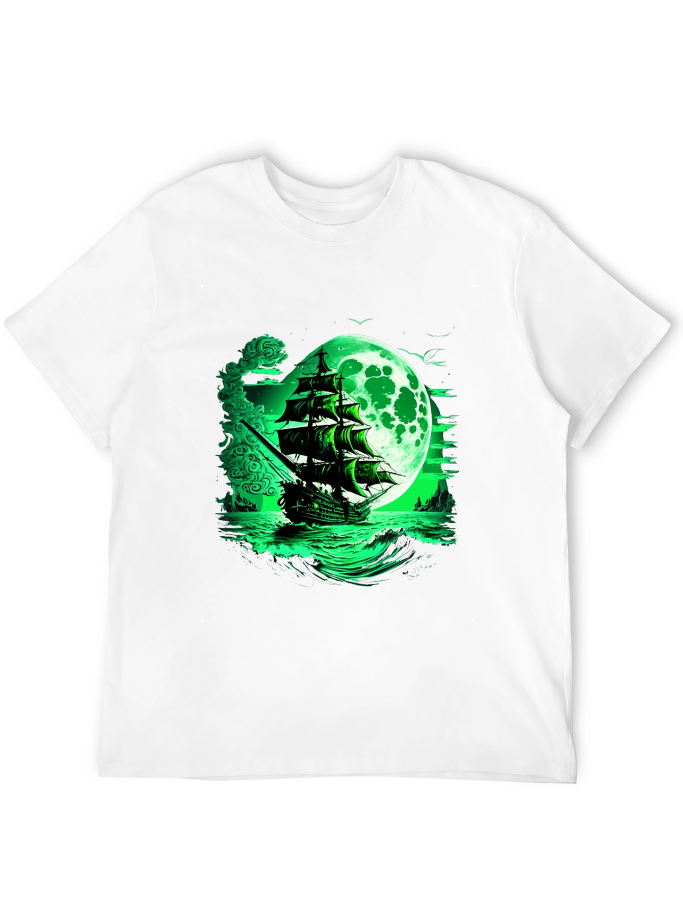 Mystic Moon Pirate Ship Graphic Tee - Black