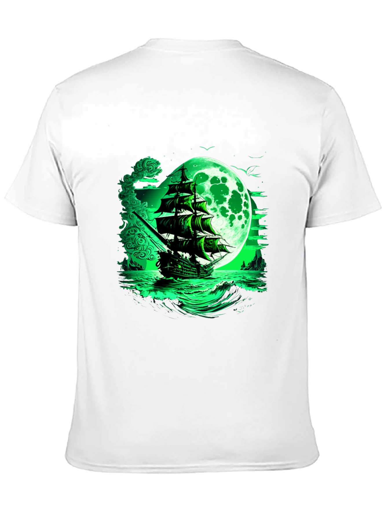 Mystic Moon Pirate Ship Graphic Tee - Black
