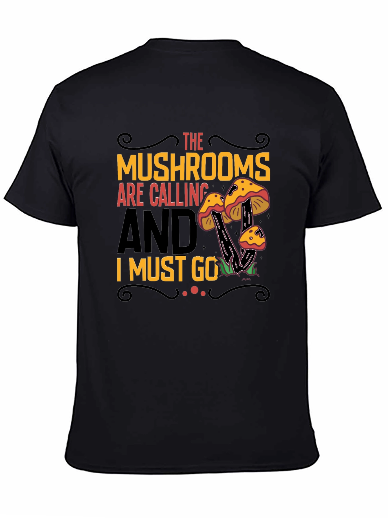 Mushroom Calling Graphic T-Shirt - Black