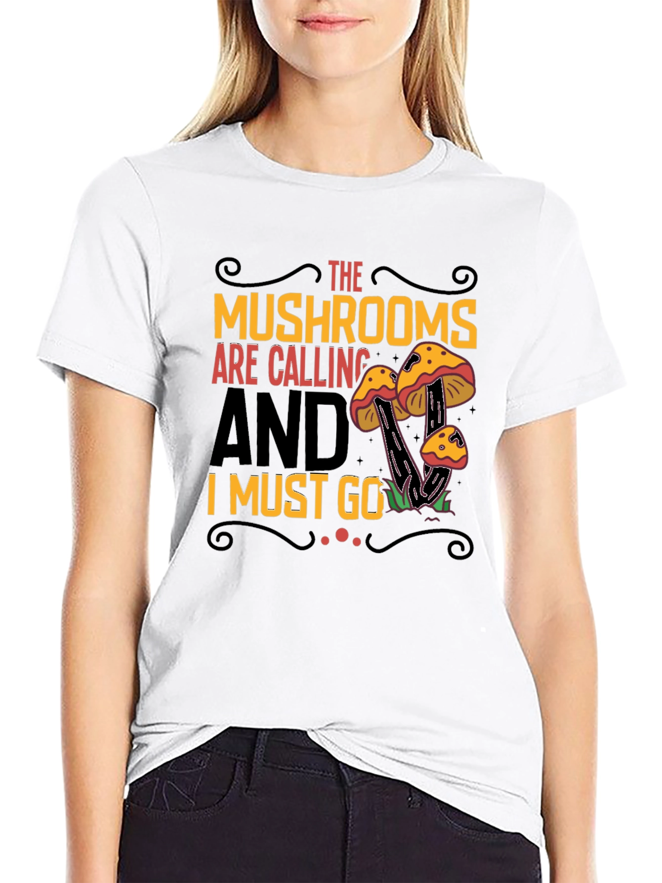 Mushroom Calling Graphic T-Shirt - Black