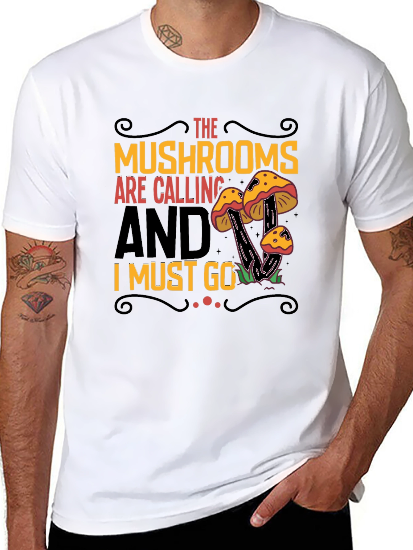 Mushroom Calling Graphic T-Shirt - Black