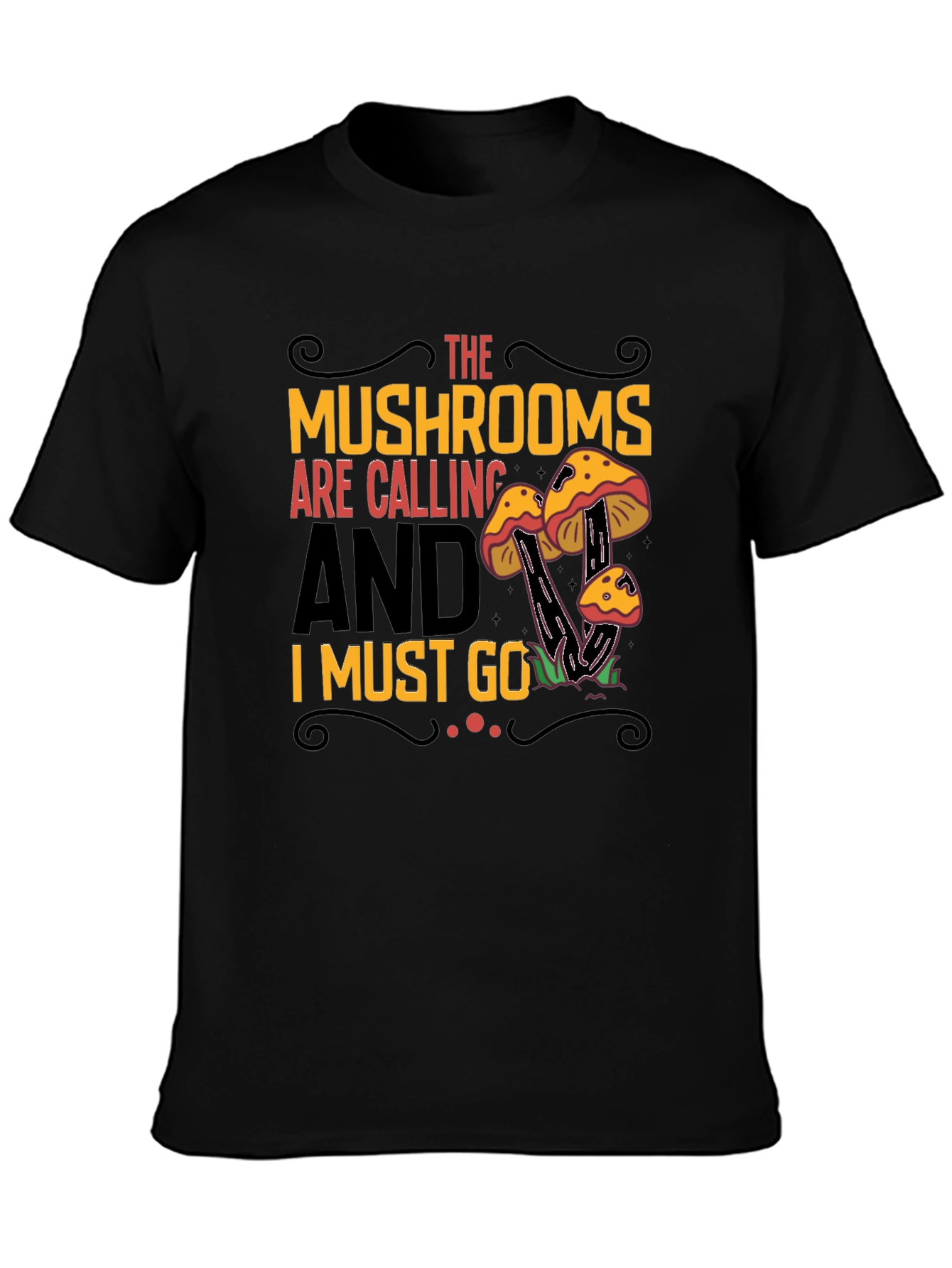Mushroom Calling Graphic T-Shirt - Black