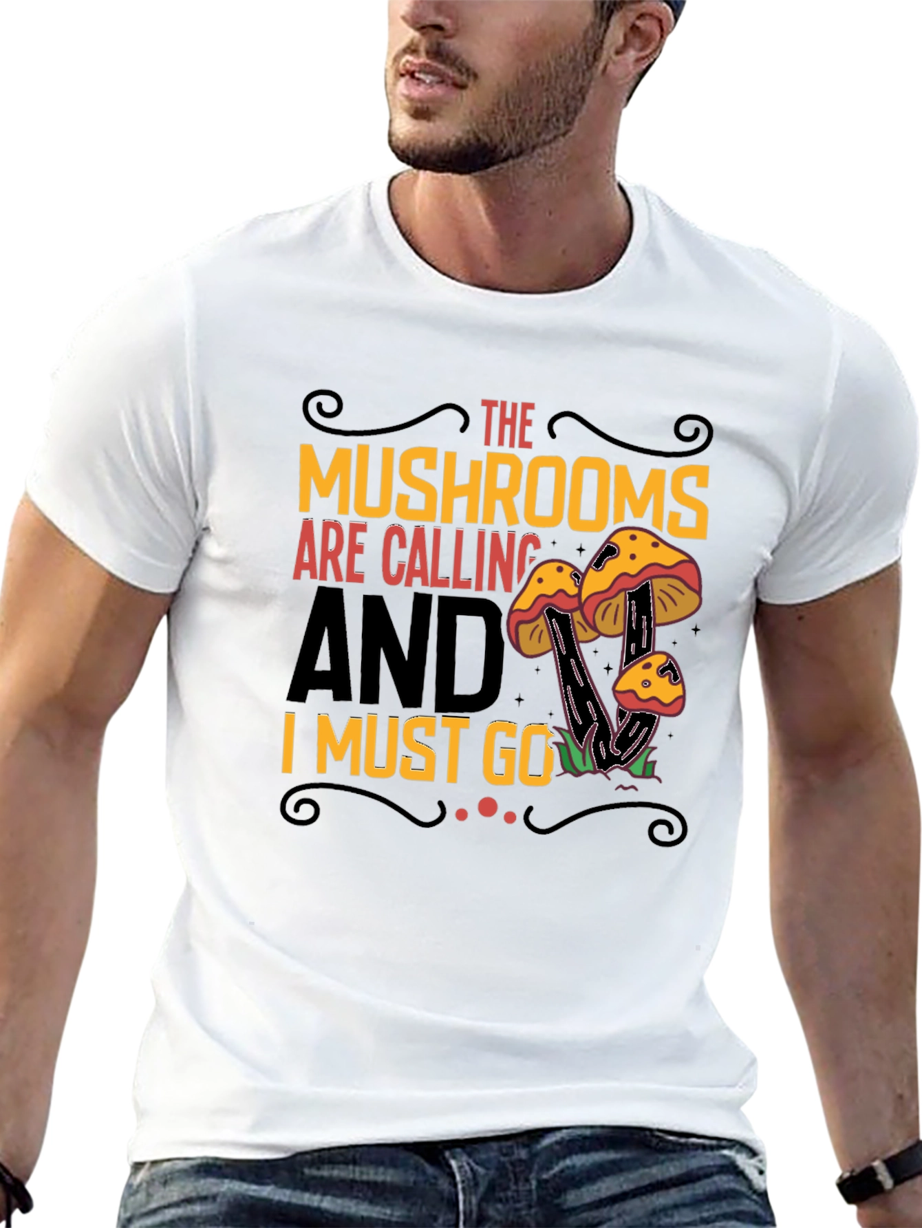 Mushroom Calling Graphic T-Shirt - Black