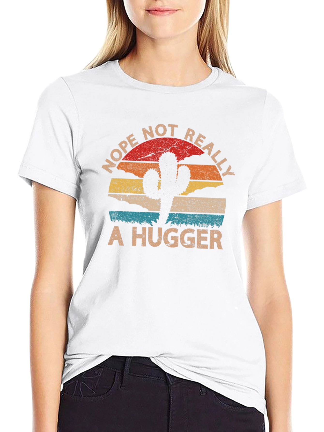 Nope Not Really A Hugger T-Shirt Cactus Graphic Tee
