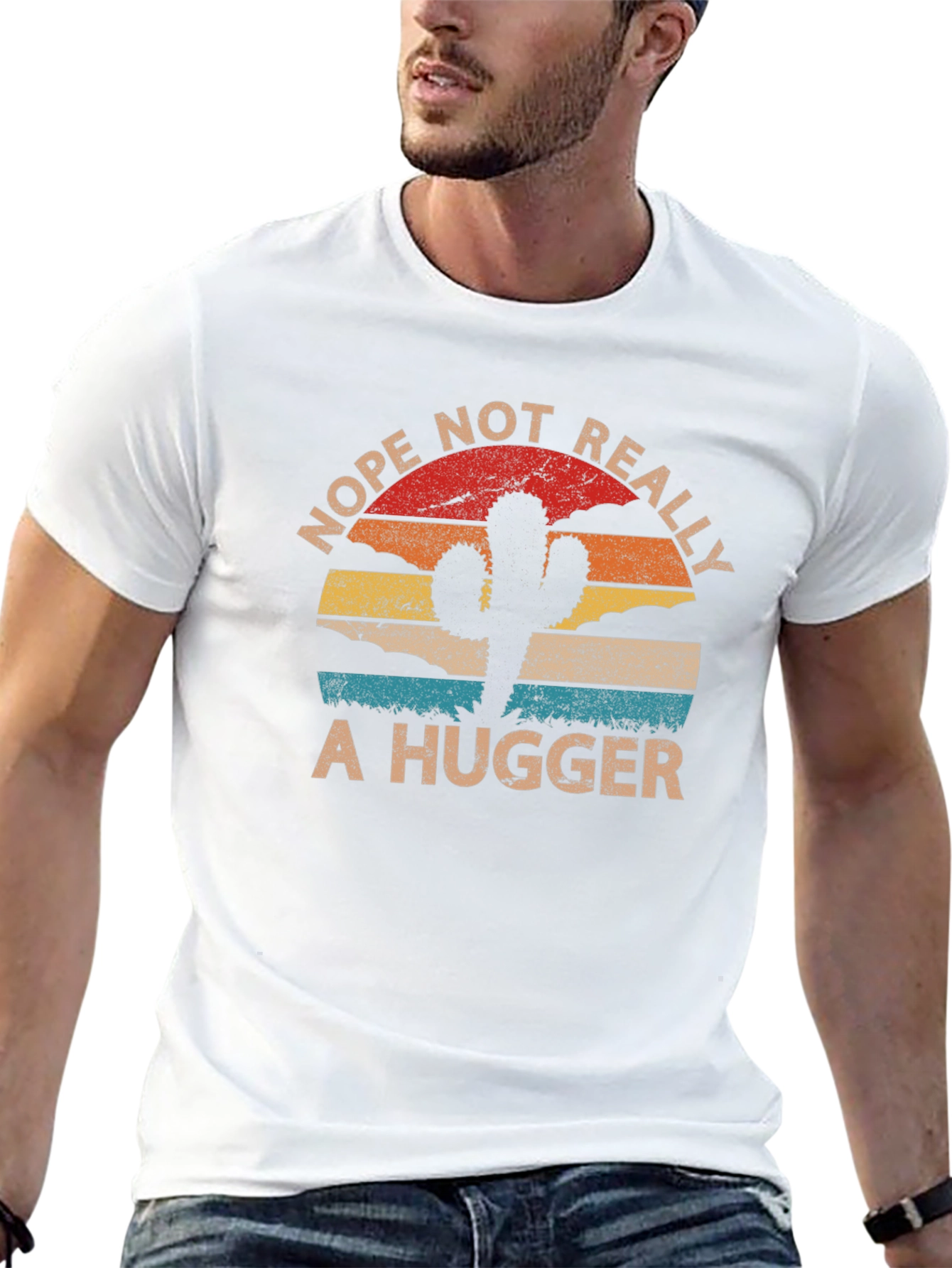 Nope Not Really A Hugger T-Shirt Cactus Graphic Tee