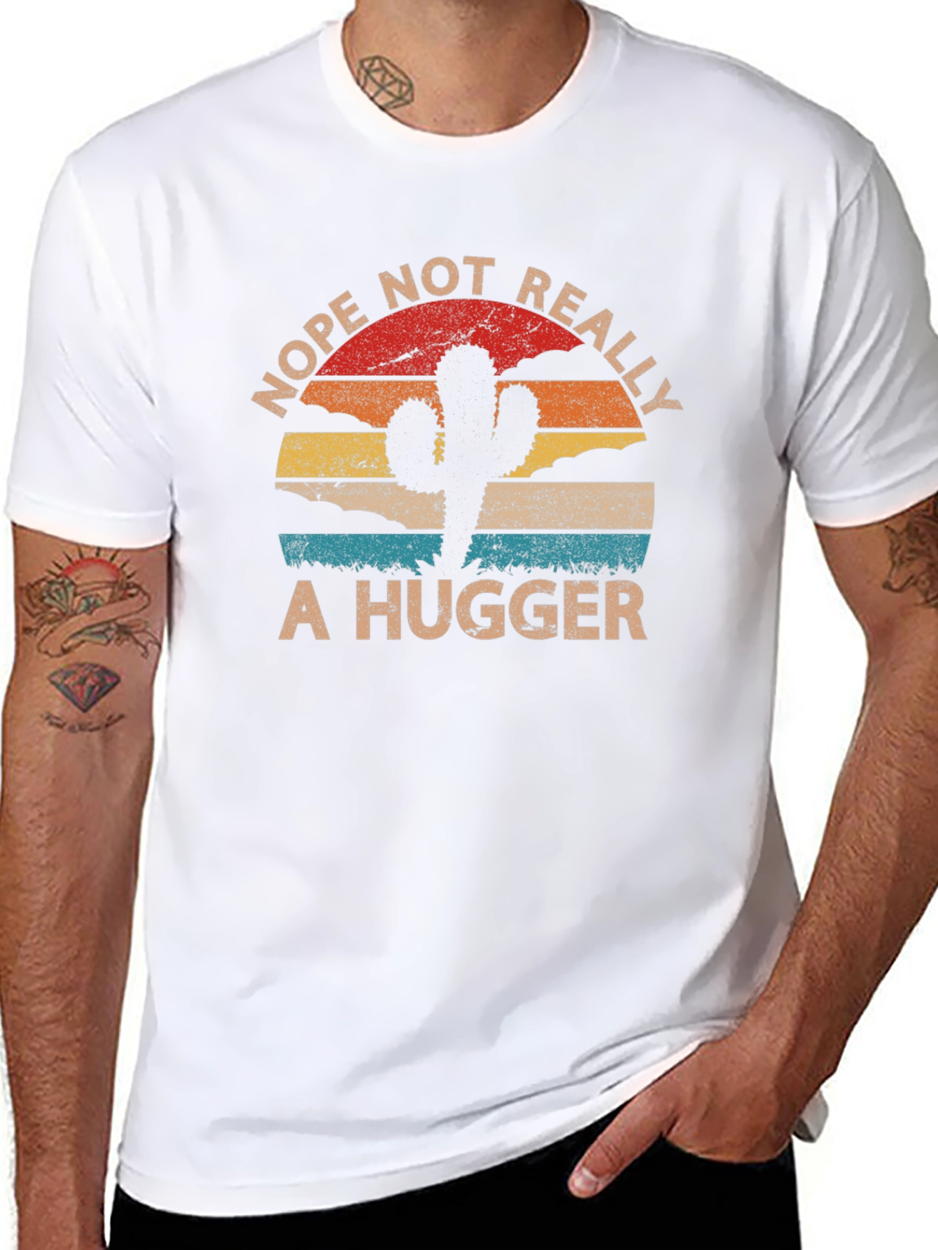 Nope Not Really A Hugger T-Shirt Cactus Graphic Tee