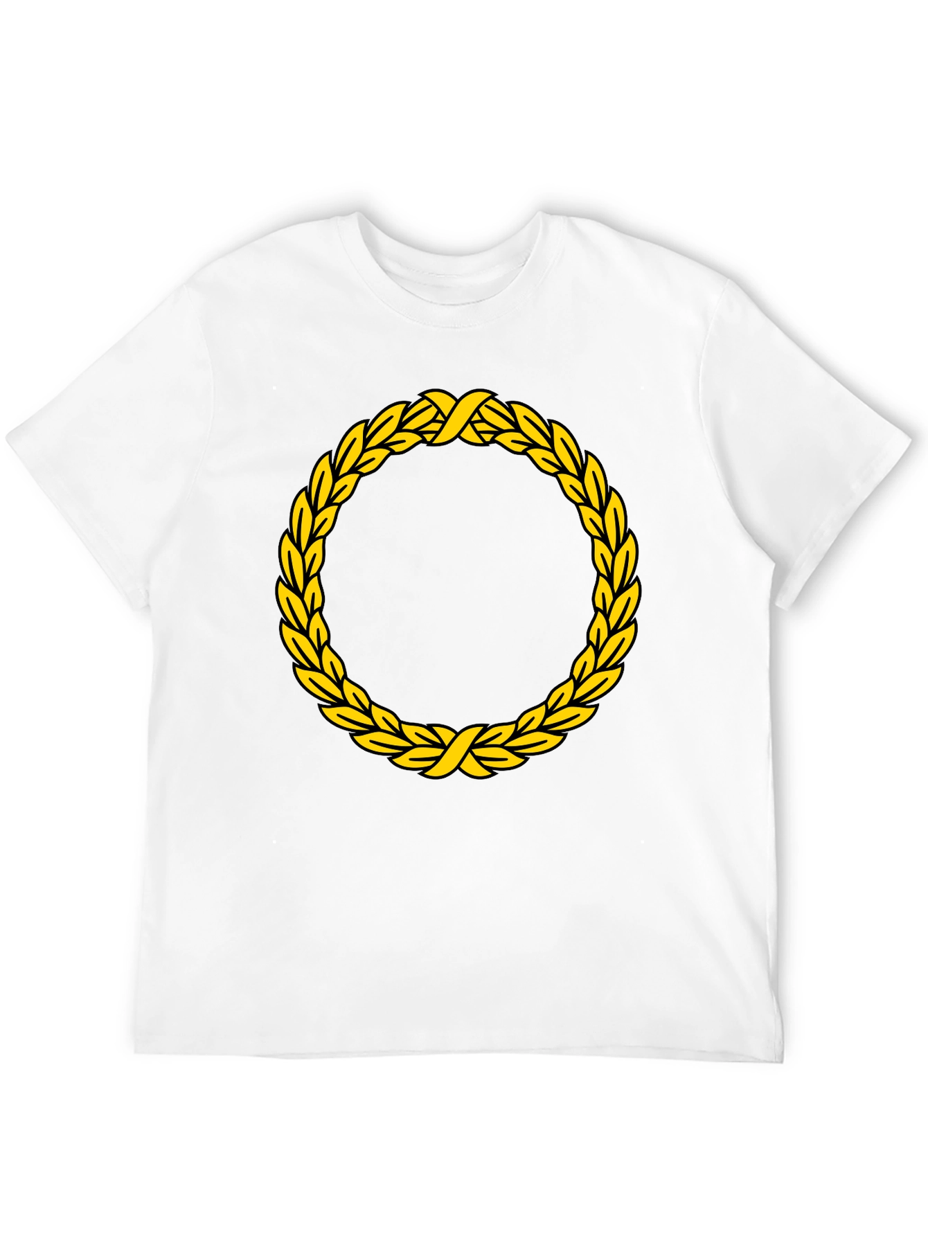 Black T-Shirt with Golden Wreath Design