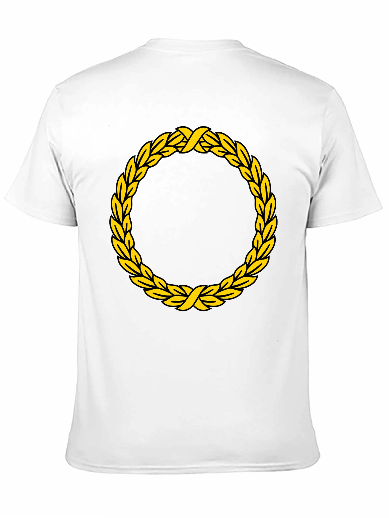 Black T-Shirt with Golden Wreath Design