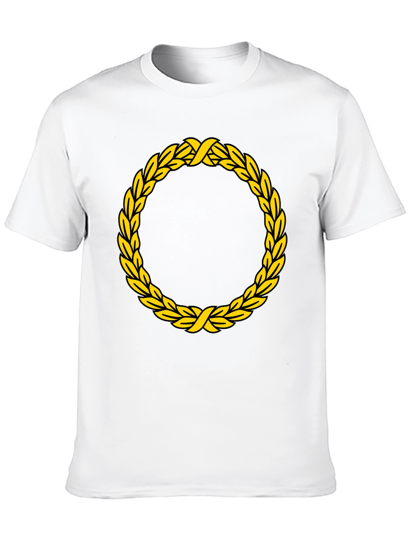 Black T-Shirt with Golden Wreath Design