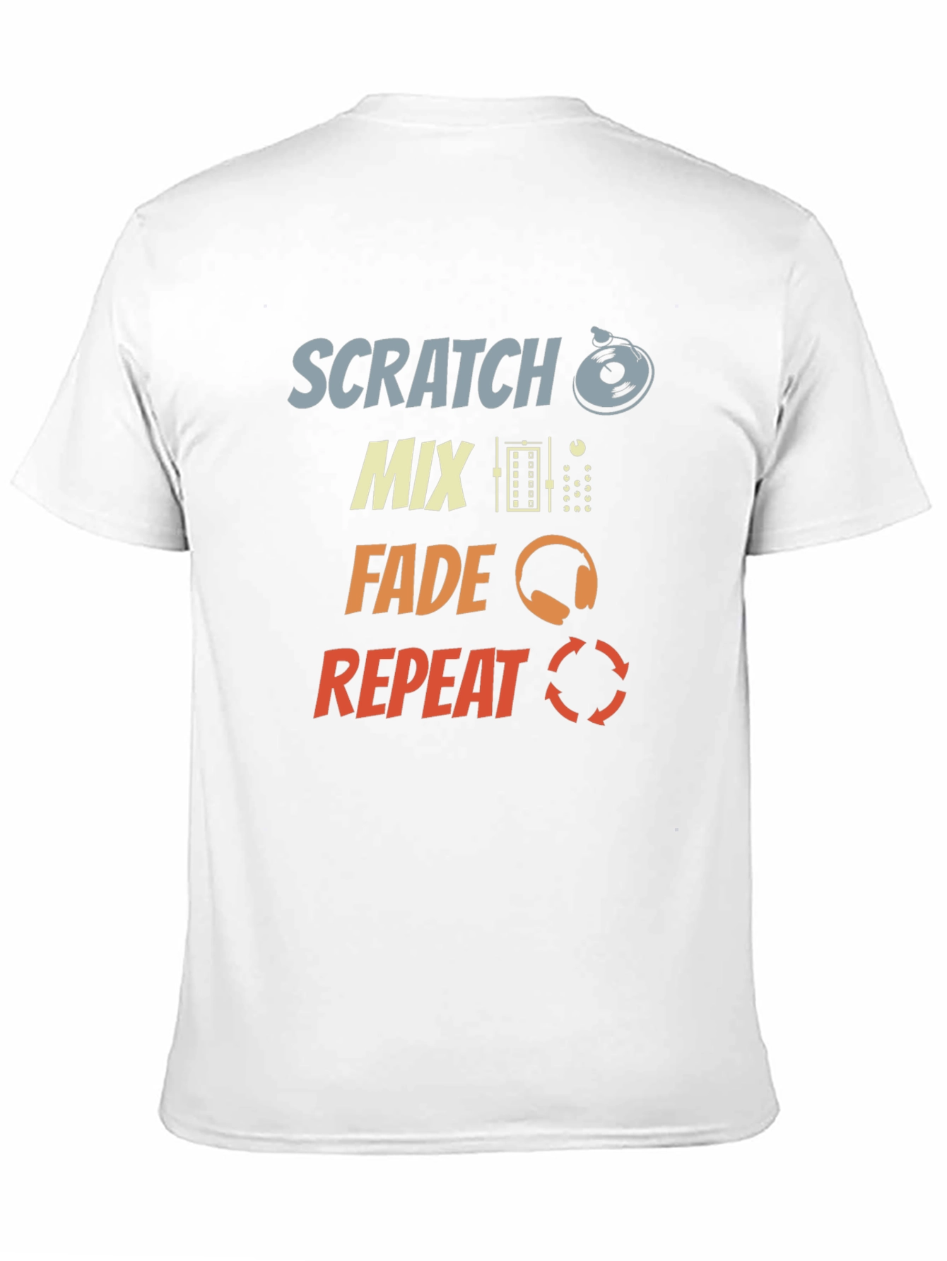 DJ Scratch Mix Fade Repeat Graphic Black T-Shirt