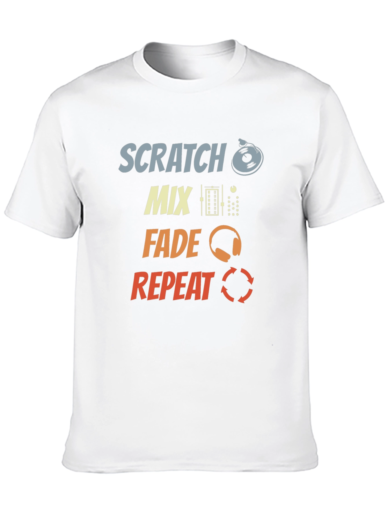 DJ Scratch Mix Fade Repeat Graphic Black T-Shirt