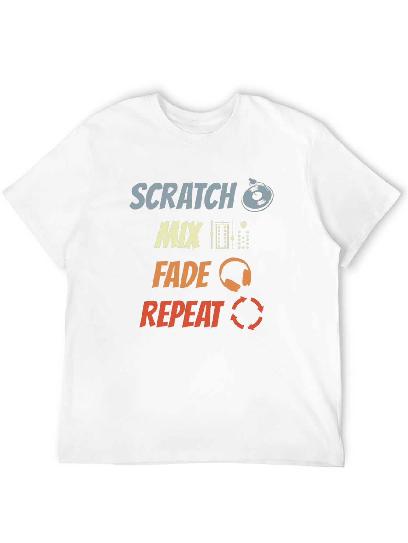DJ Scratch Mix Fade Repeat Graphic Black T-Shirt