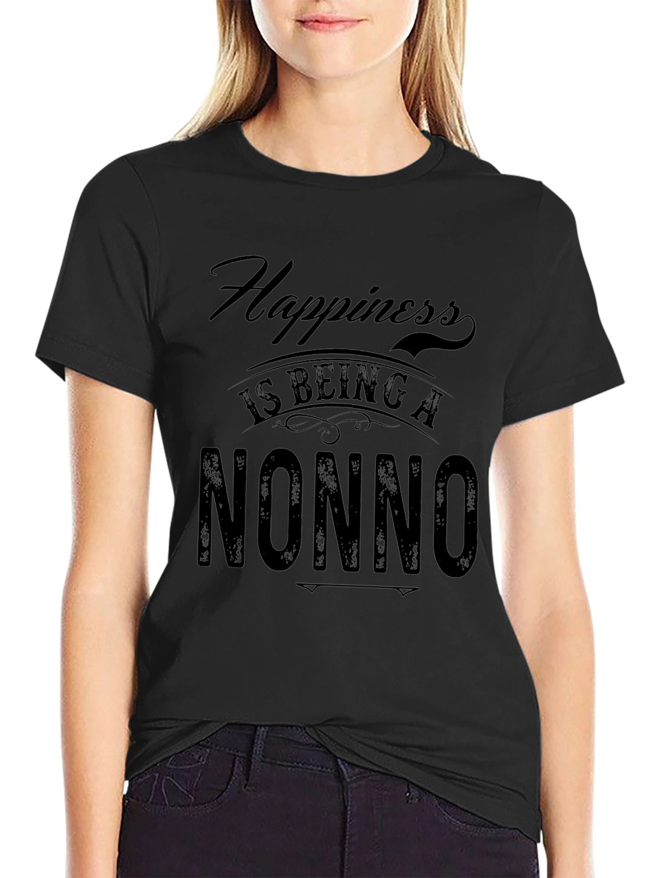 Happiness is Being a Nonno Black T-Shirt