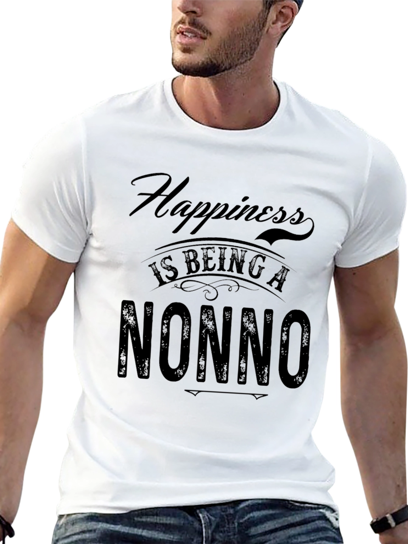 Happiness is Being a Nonno Black T-Shirt