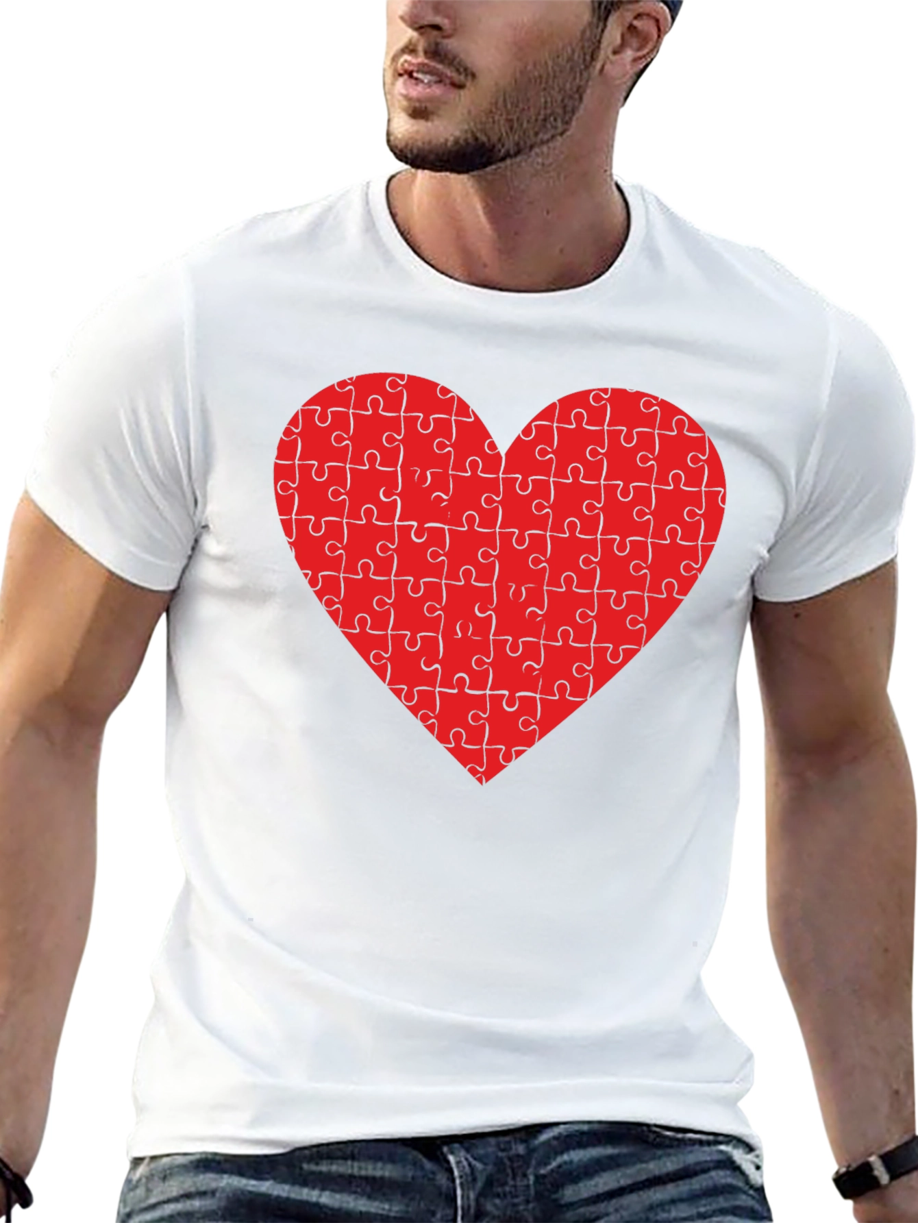 Puzzle Heart Tee - Black Cotton Blend