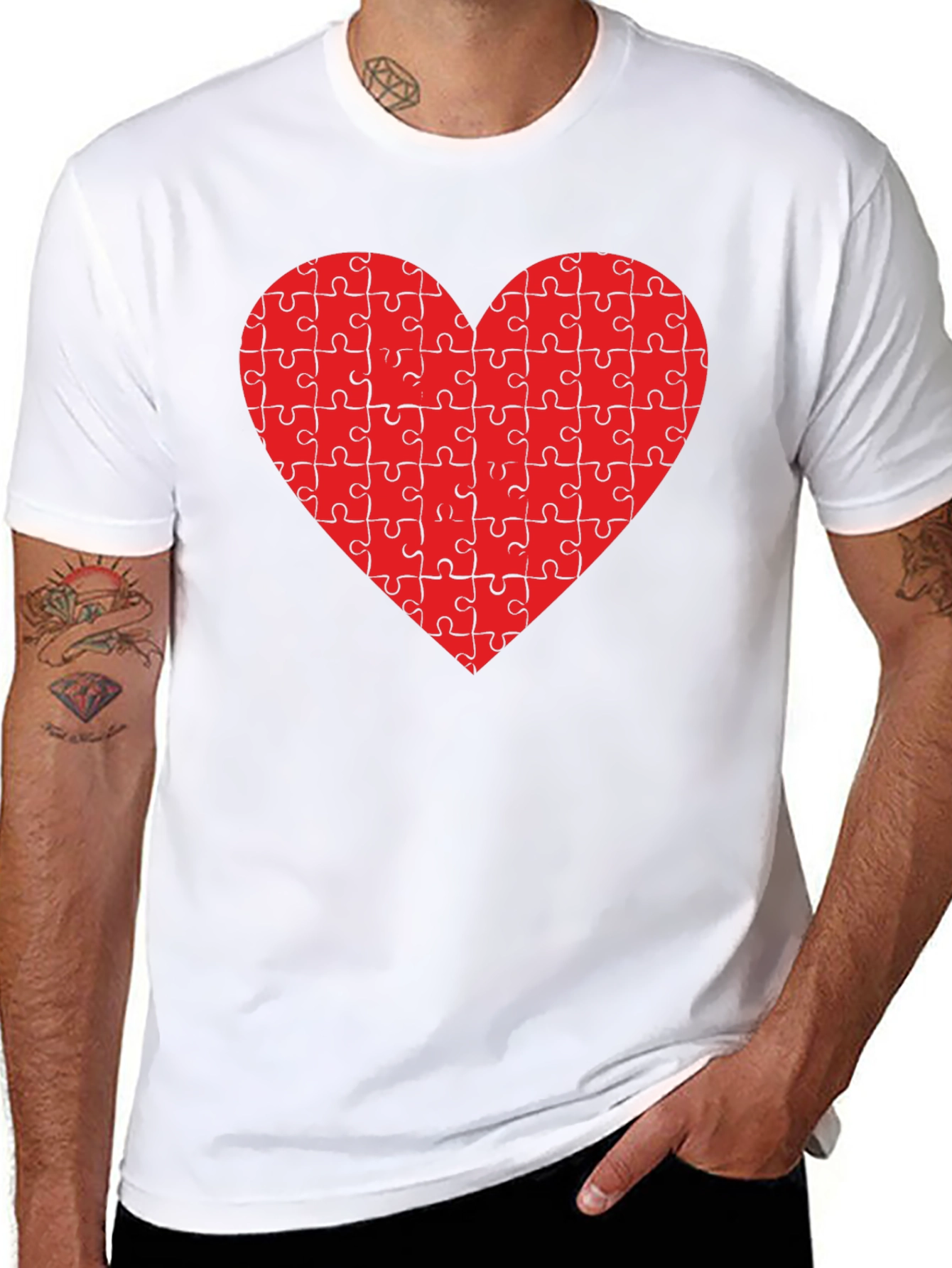 Puzzle Heart Tee - Black Cotton Blend