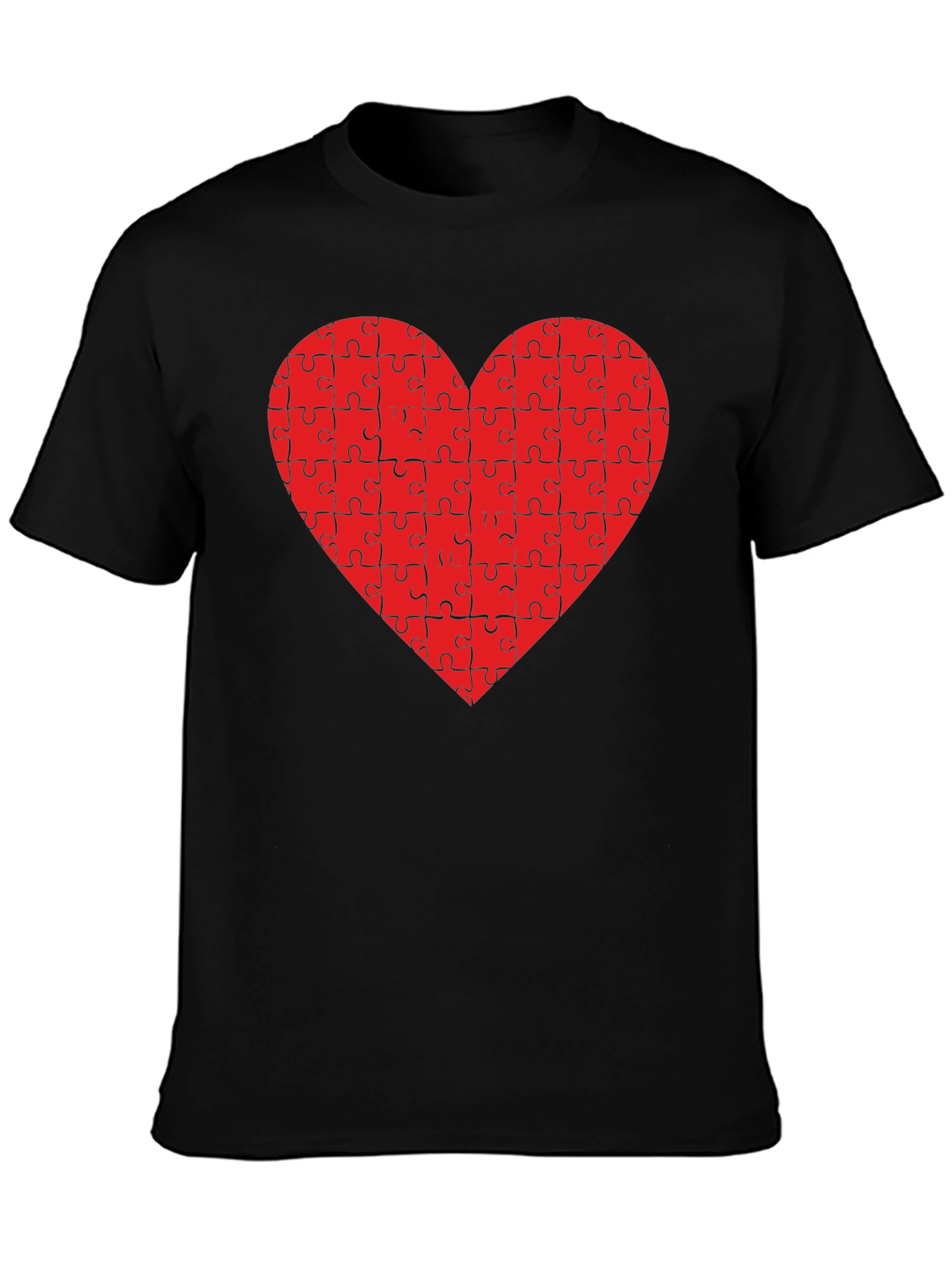 Puzzle Heart Tee - Black Cotton Blend
