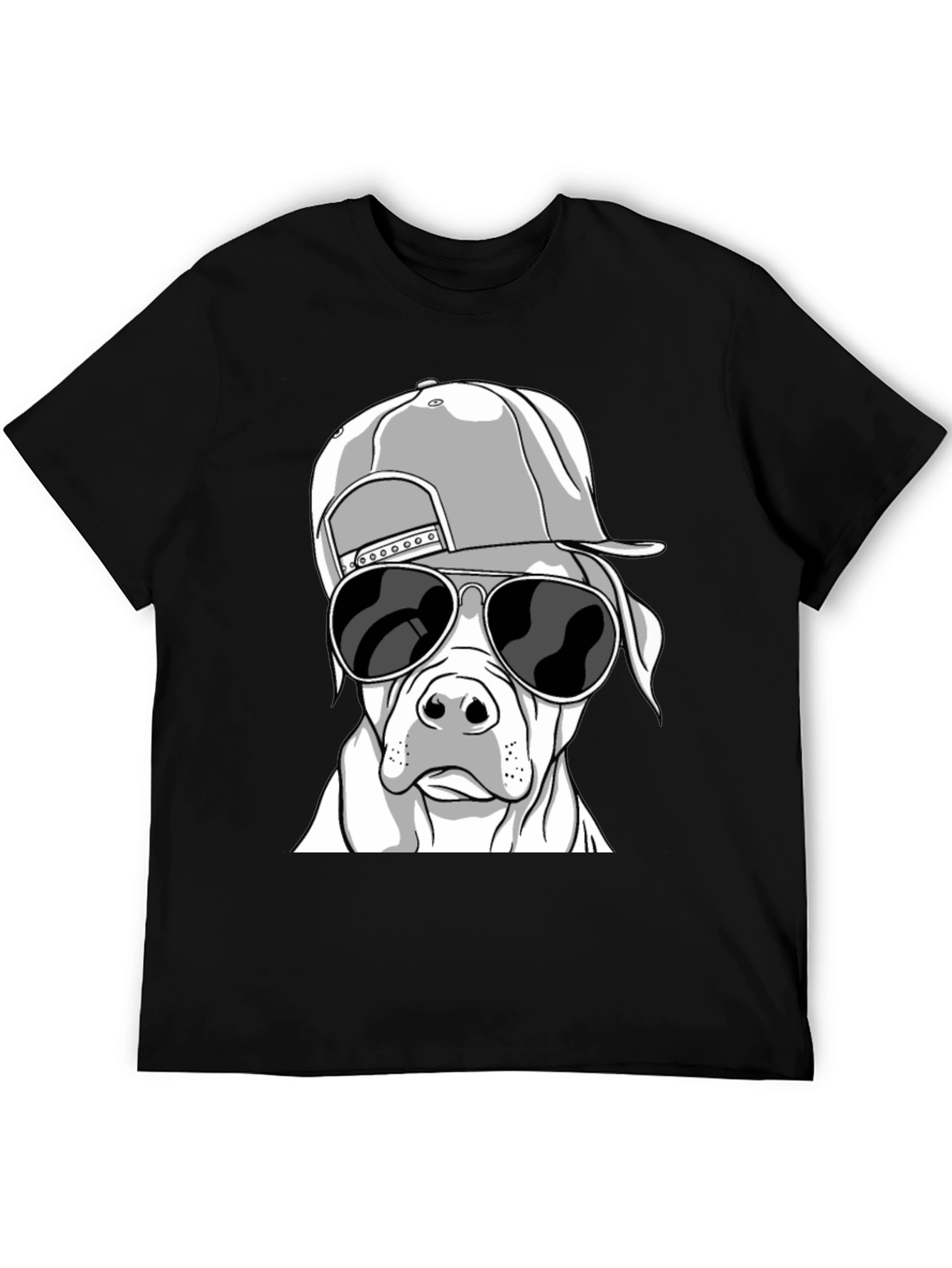 Cool Dog with Hat T-Shirt - Black Graphic Tee