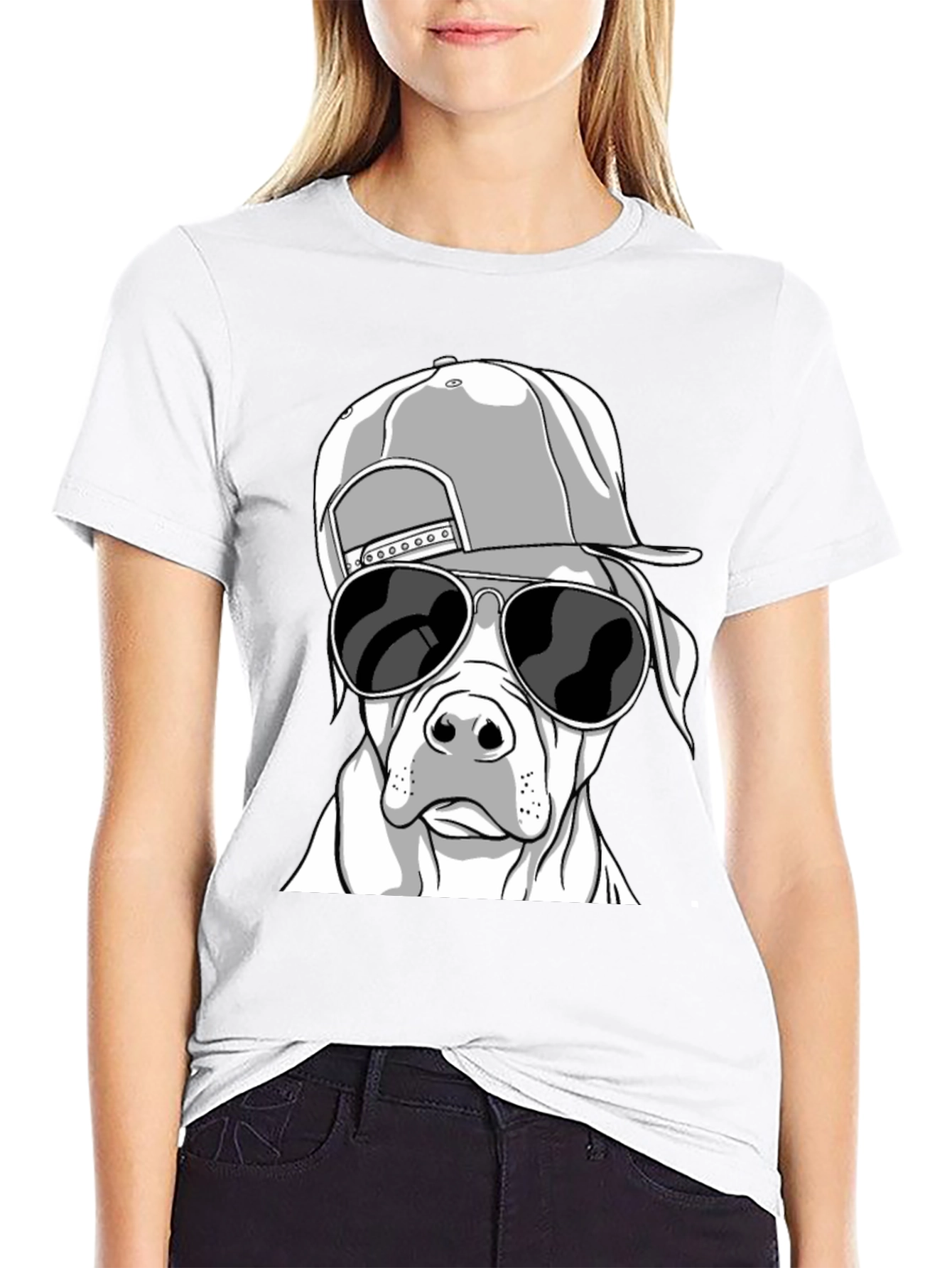 Cool Dog with Hat T-Shirt - Black Graphic Tee