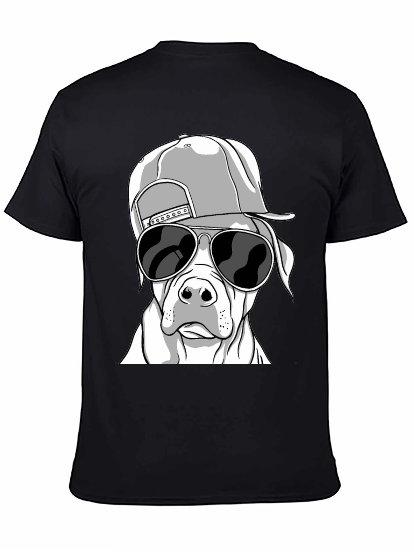 Cool Dog with Hat T-Shirt - Black Graphic Tee