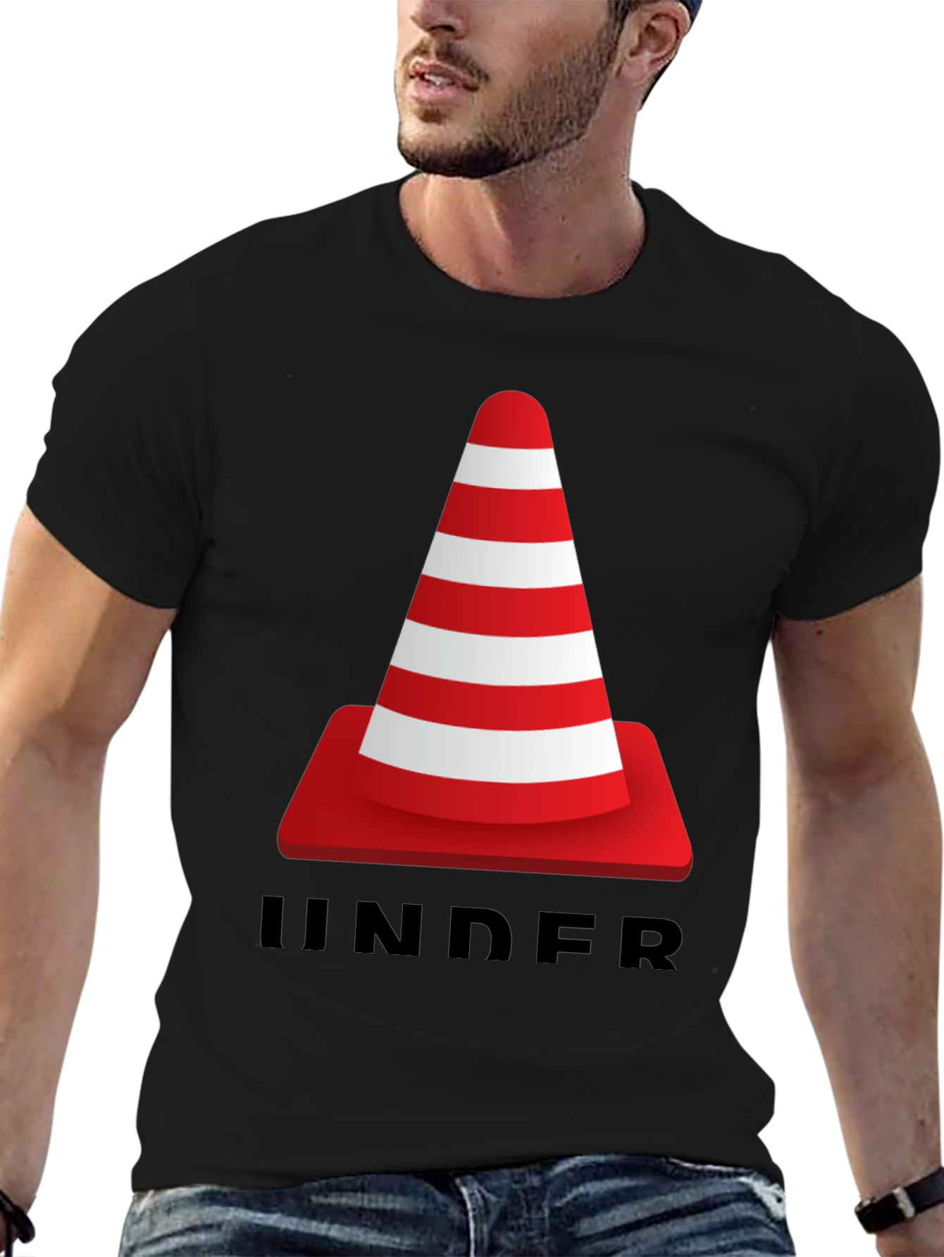 Under Construction Cone Graphic T-Shirt